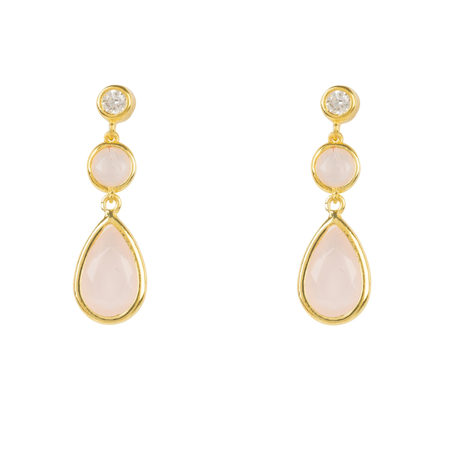 Women’s Gold / Neutrals Tuscany Gemstone Drop Earring Gold Rose Quartz Latelita