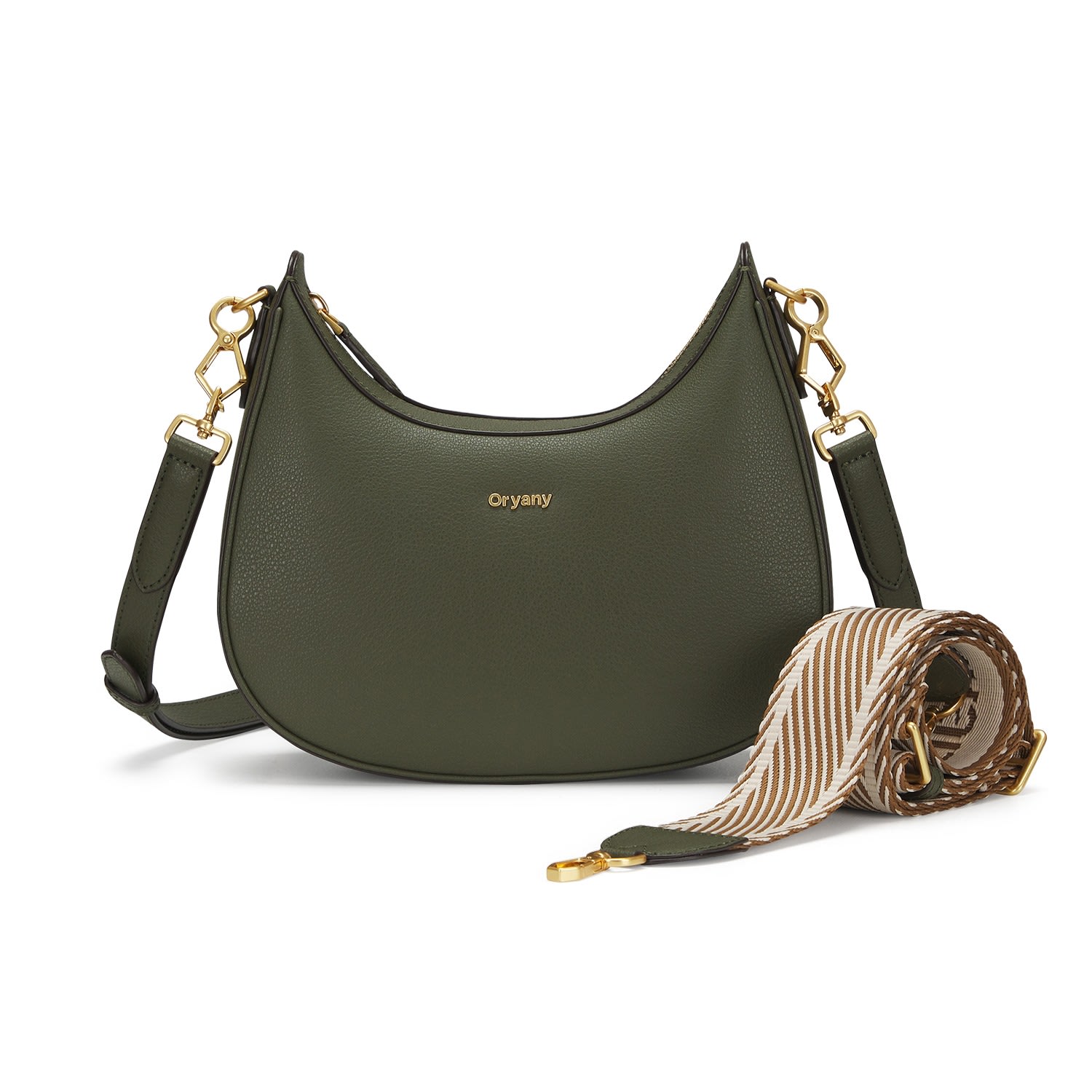 Women’s Green French Zip Leather Crossbody Bag - Olive One Size Oryany