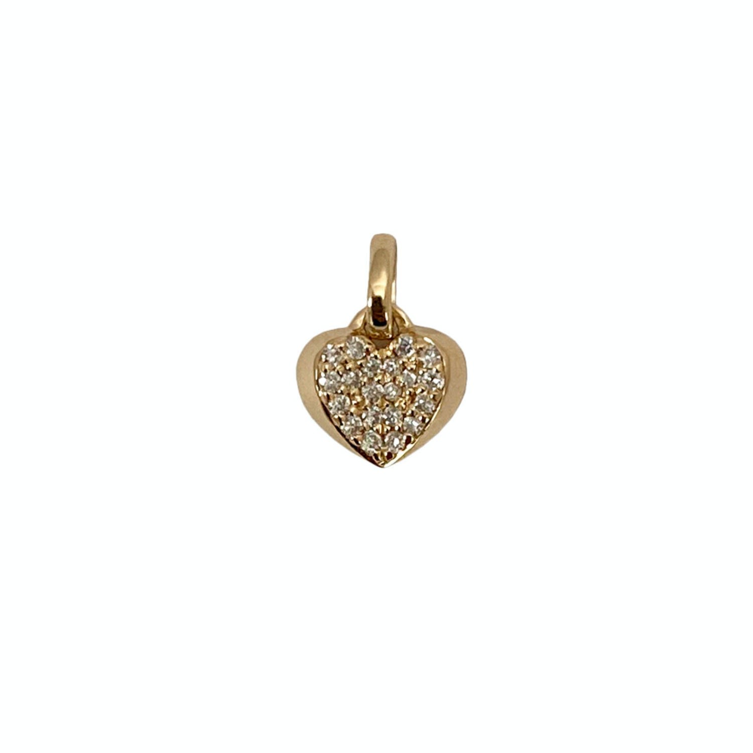 Women’s Gold Magical Beginnings All Pave Diamond Chubby Heart Charm Pendant Mini Rinoor