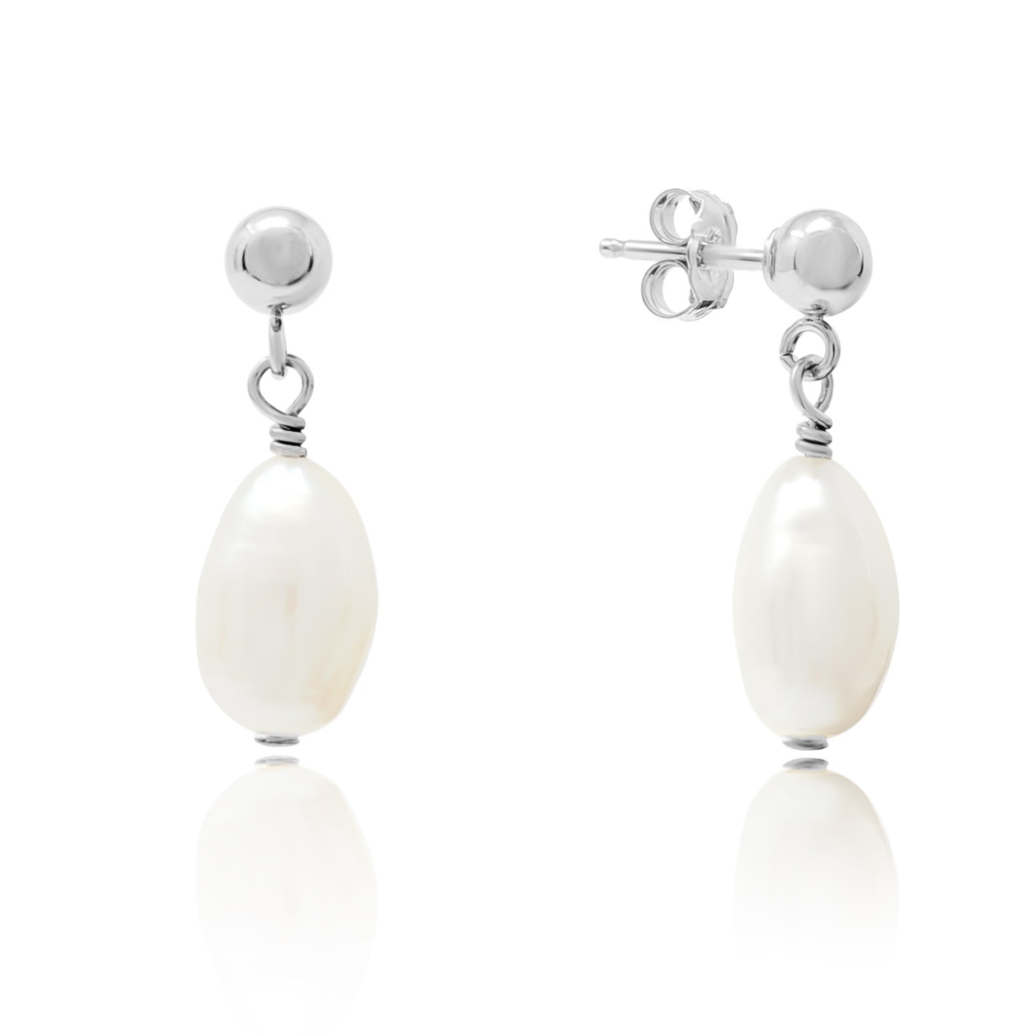 Women’s Elodie Baroque Pearl Ball Stud Drop Sterling Silver Earrings Kiri & Belle