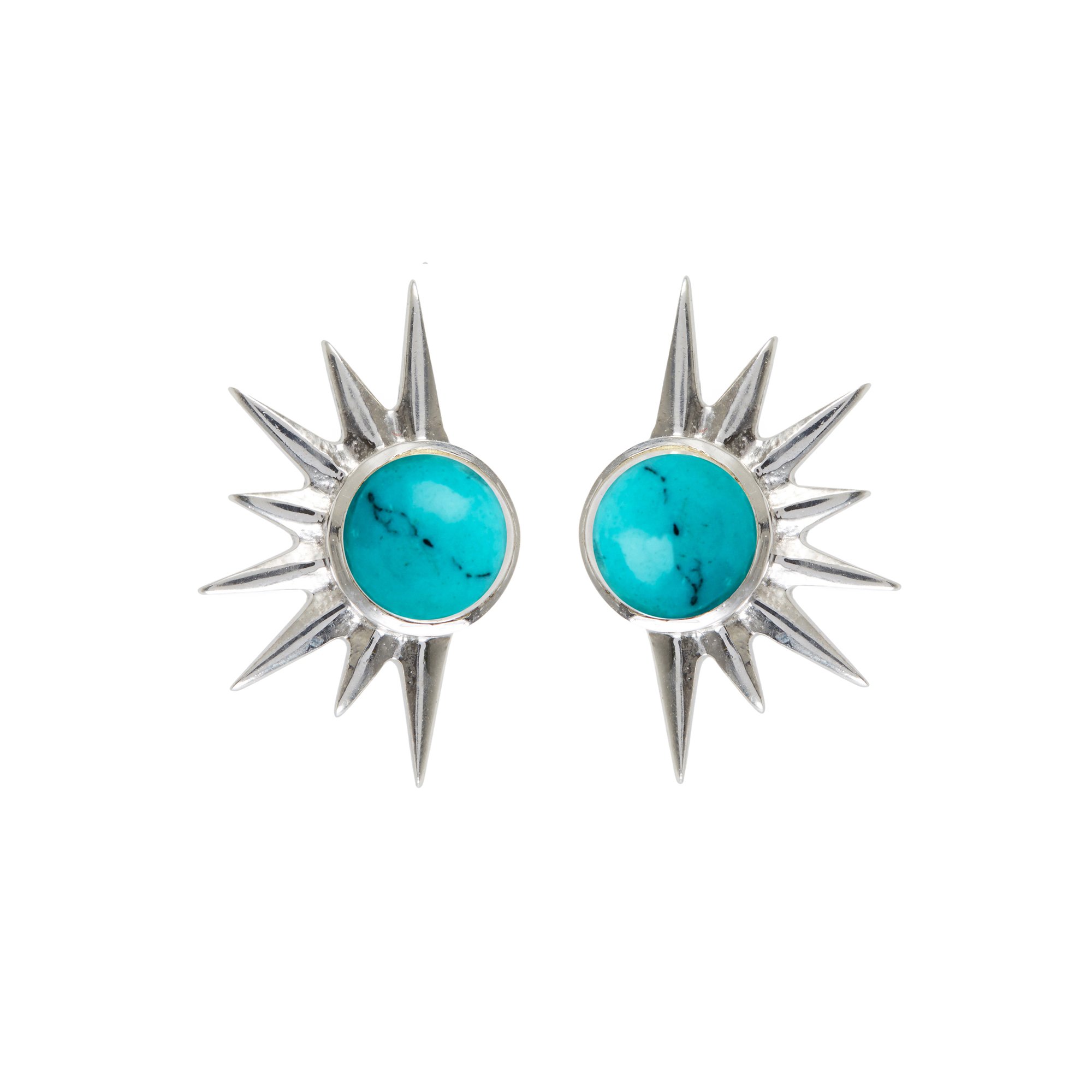 Women’s Total Eclipse Silver Statement Stud Earrings - Turquoise Charlotte’s Web Jewellery