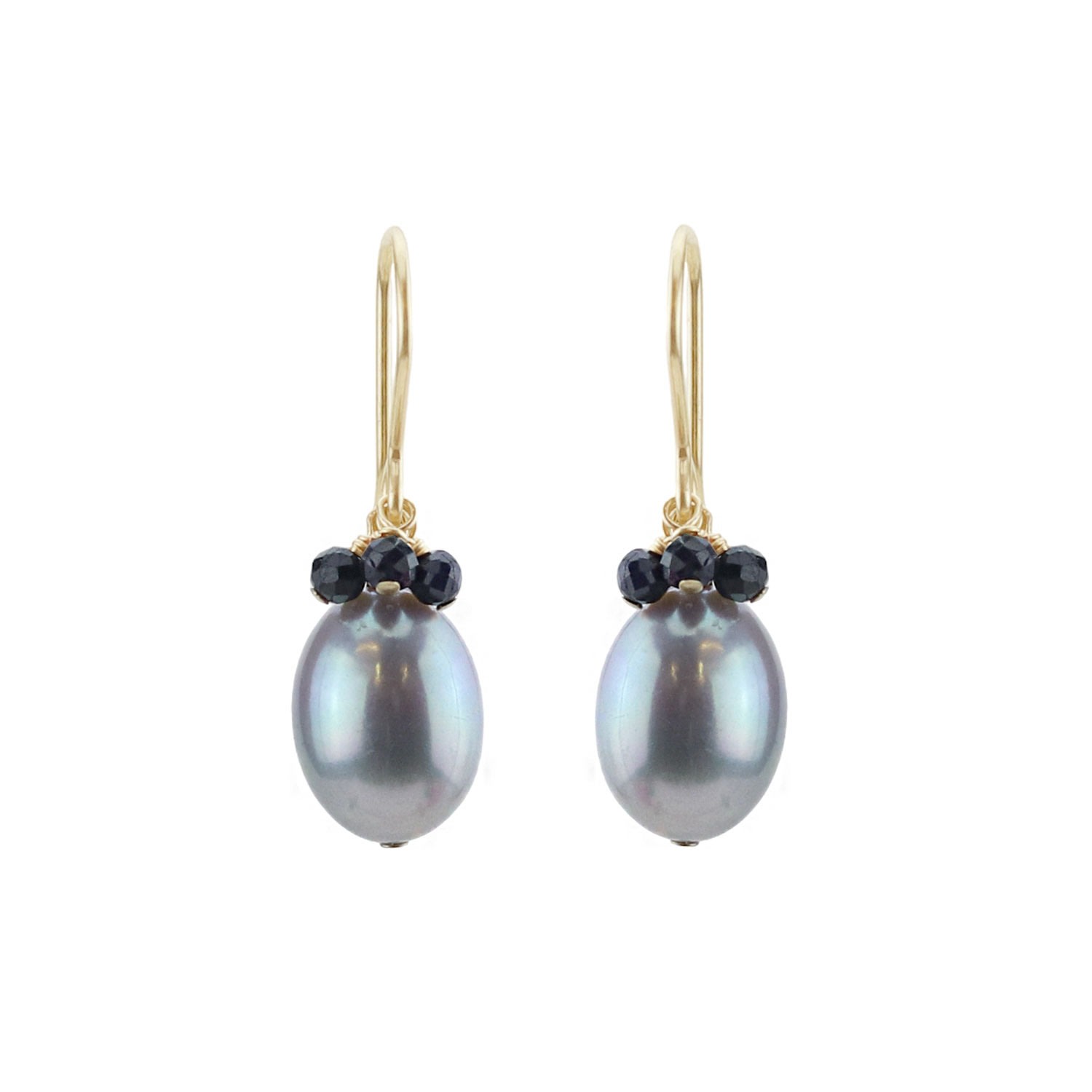 Women’s Grey Pearl And Sapphire Cluster Drop Earrings Mounir London