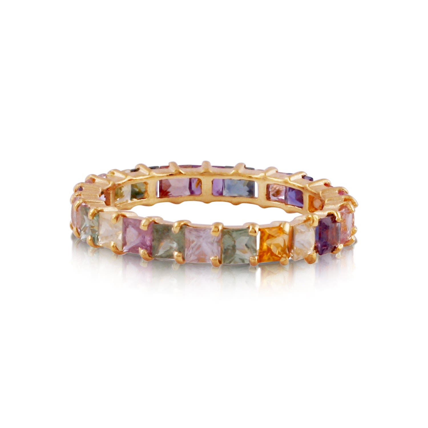 Women’s Multicolor Sapphire Square Stacking Ring In 18K Yellow Gold Tresor Collection