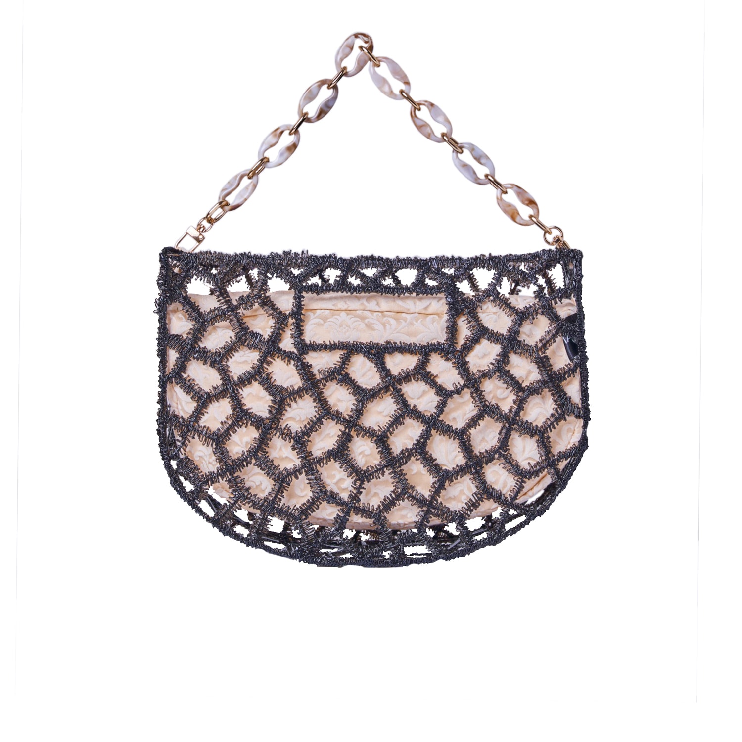 Women’s Black / White Moon Bead Bag - Black & White Masum Karimi