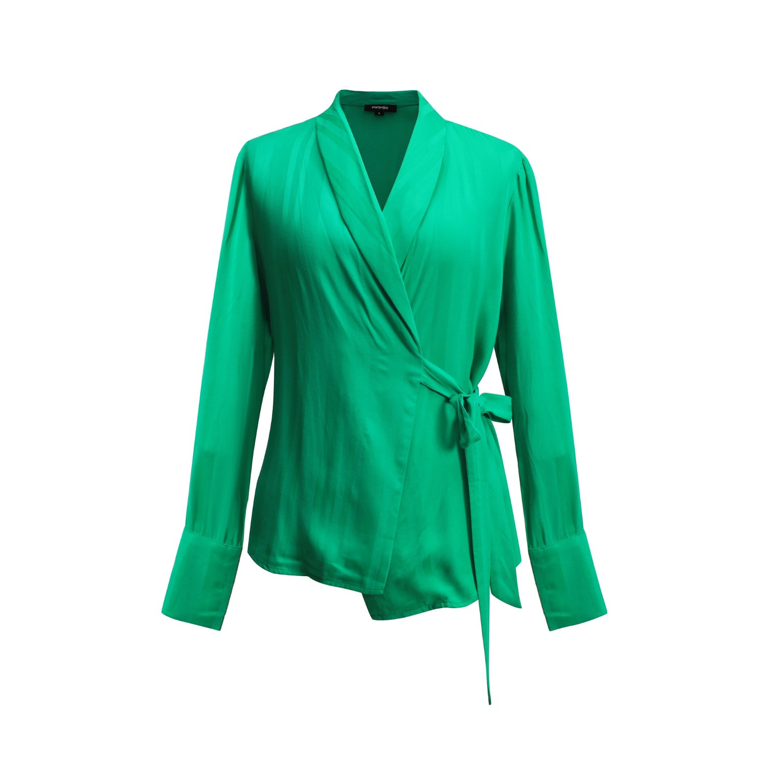 Women’s Green Warp Long Sleeves Blouse Medium Smart and Joy