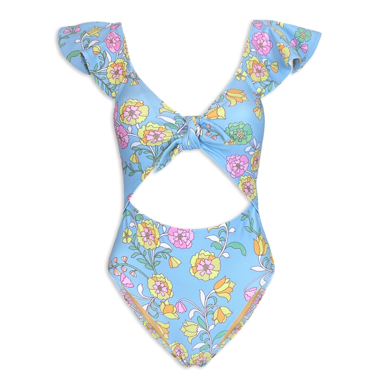 Women’s Blue Ocean Flower One-Piece Swimsuit Large Jessie Zhao New York