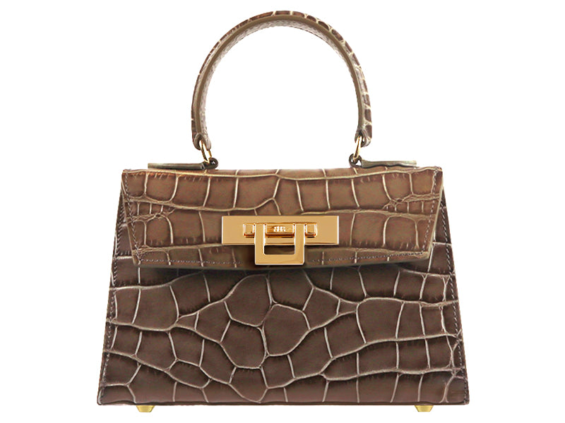 Women’s Neutrals / Brown Fonteyn Mignon Orinoco Print Calf Leather Handbag - Taupe Lalage Beaumont