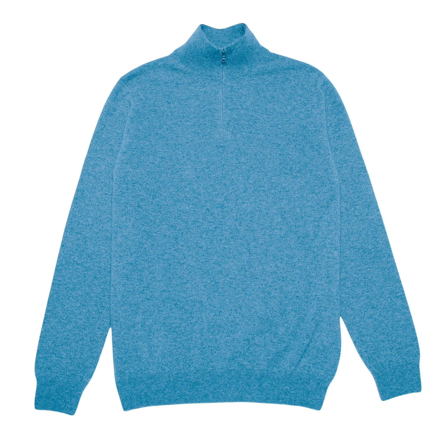 Mens Cashmere Half Zip Sweater In Marina Blue Small Loop Cashmere