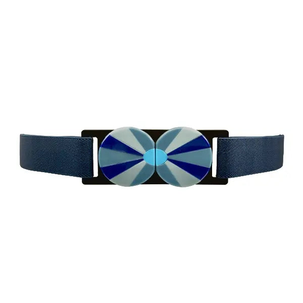 Women’s Stretch Belt With Acrylic Buckle - Blue Circles One Size Beltbe