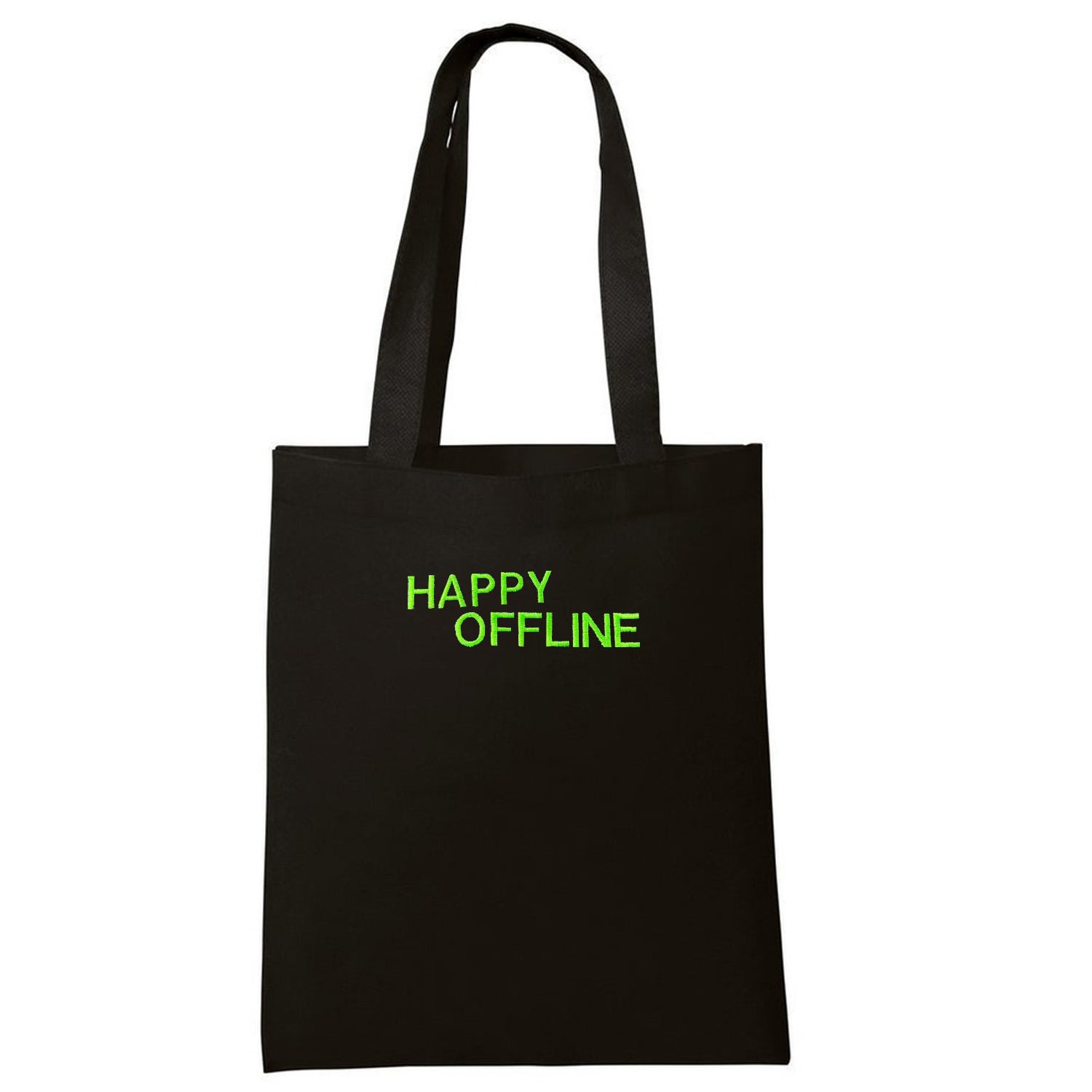 Women’s Black ’Happy Offline’ Embroidered Tote Bag Quillattire