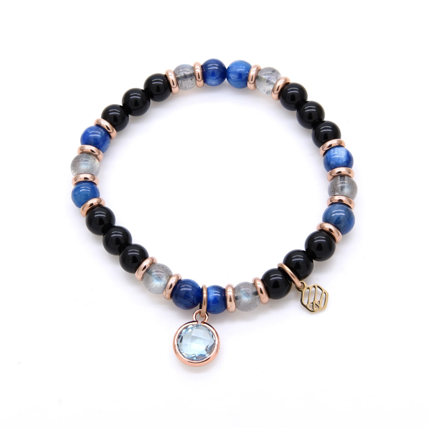 Women’s Kyanite Moonstone Black Obsidian Beaded Bracelet With Sky Blue Topaz Jadeite Atelier