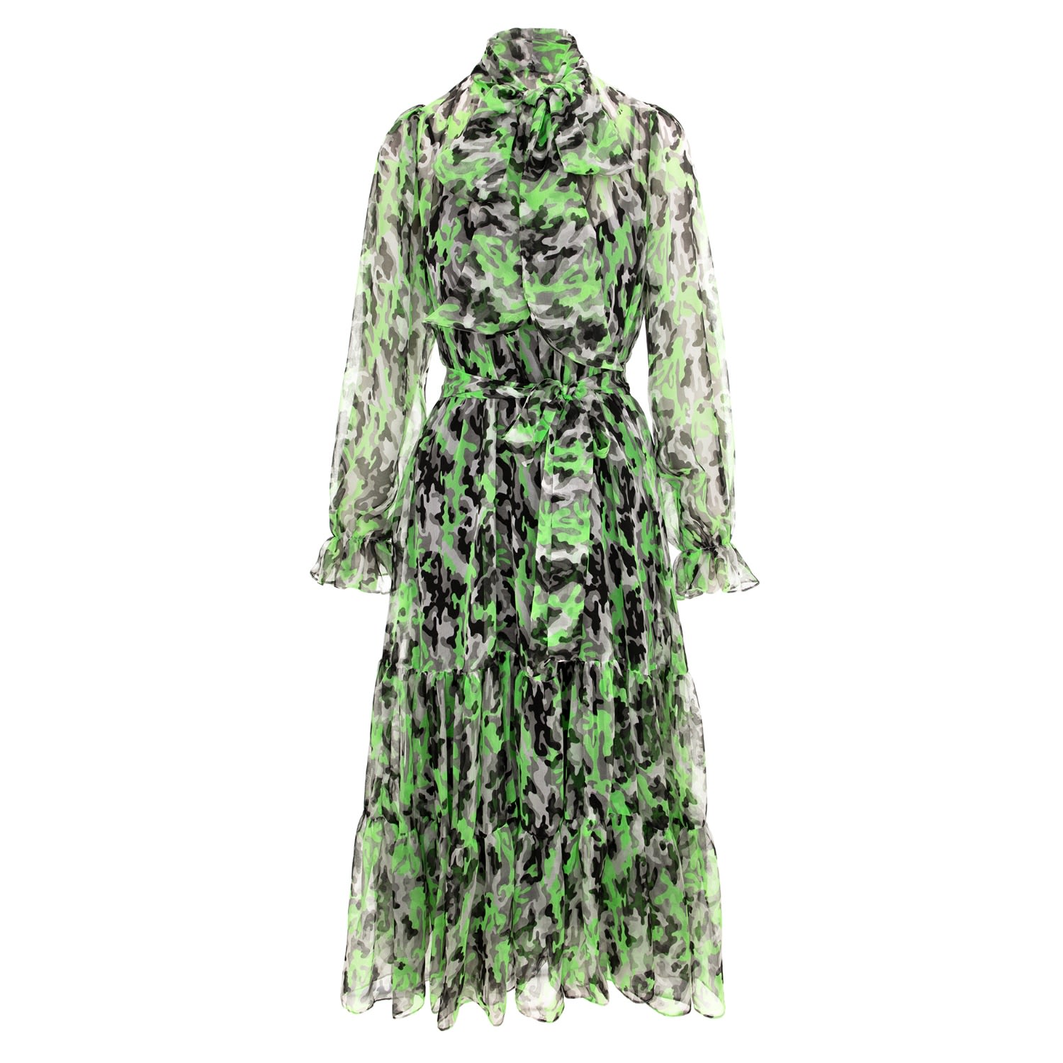 Women’s Alva Midi Green Silk Dress Extra Small Framboise