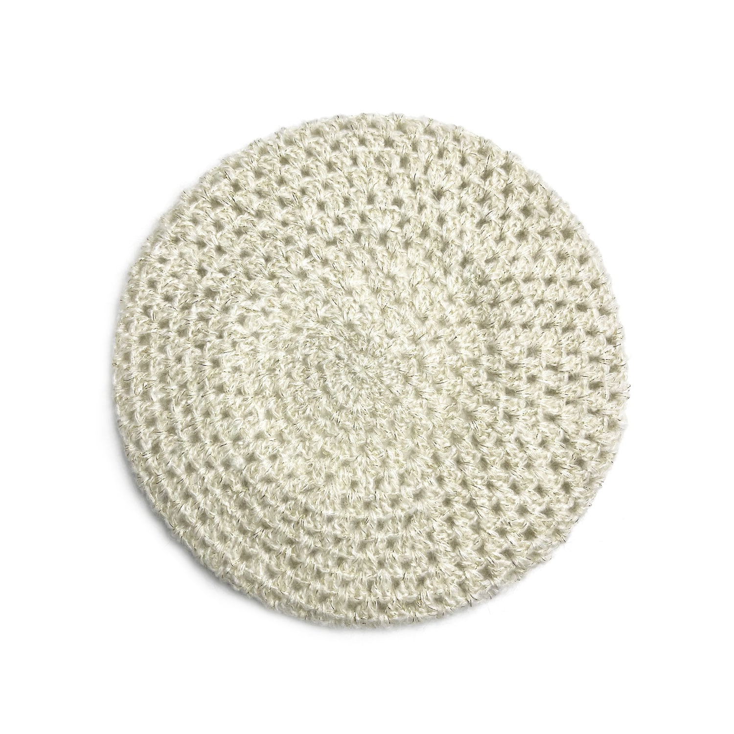 Women’s White / Gold Ice Ice Baby - Hand Crochet Mohair Hat Large Sibi Hats