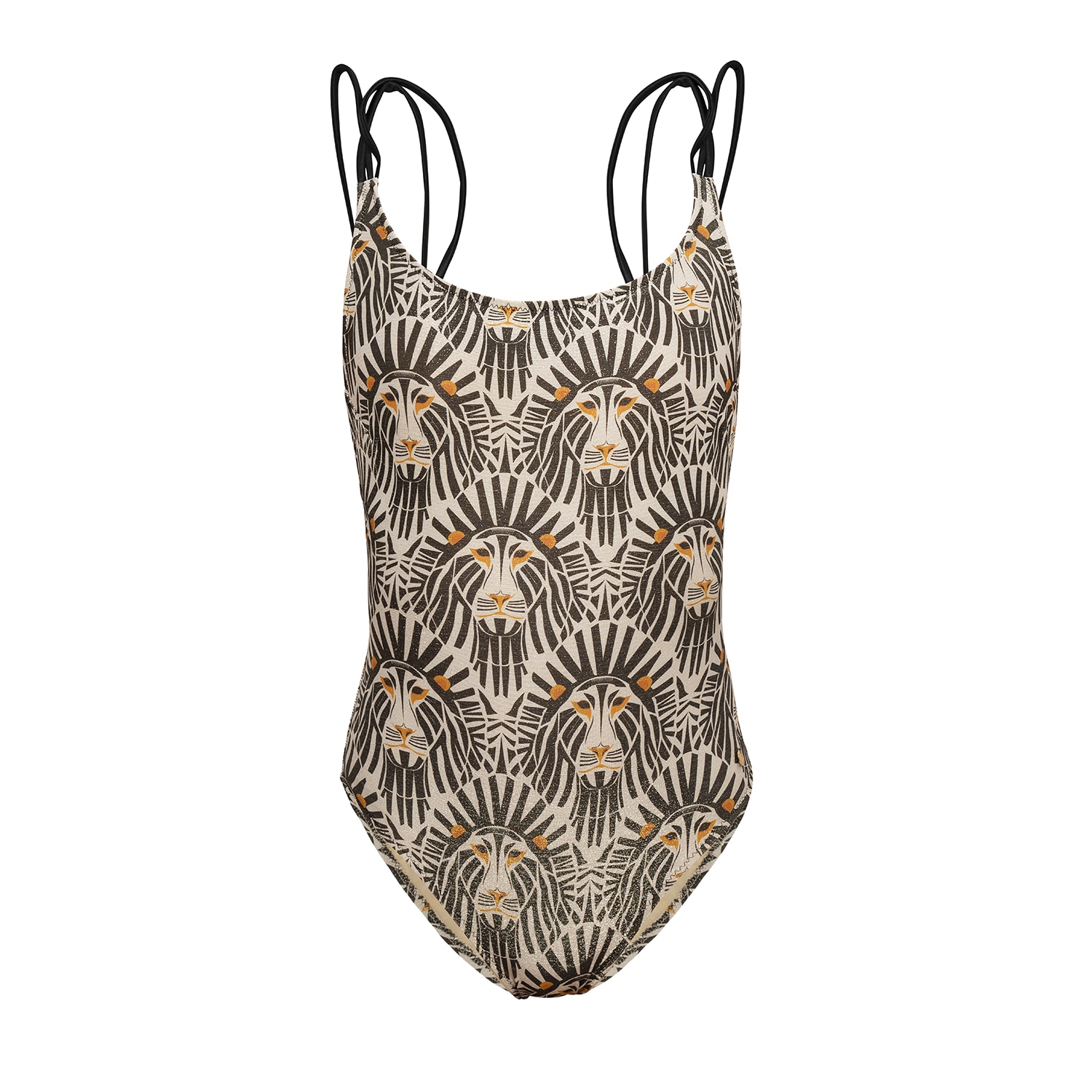 Women’s Black / Gold Kenia Swimsuit With Exclusive Print In Lurex Small Carando