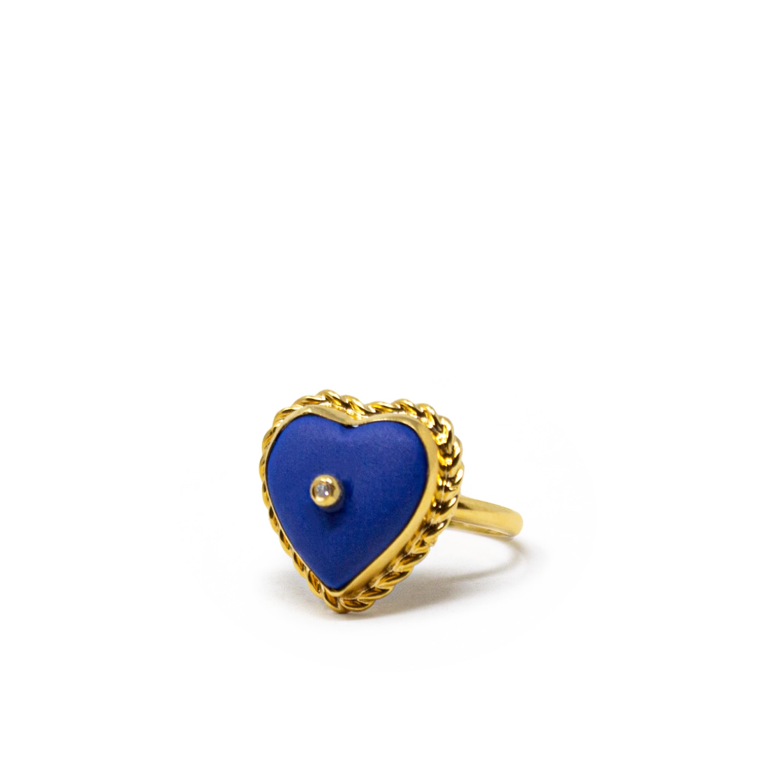 Women’s Blue / Gold Lovelight Gold-Plated Blue Heart Stacking Ring Vintouch Italy