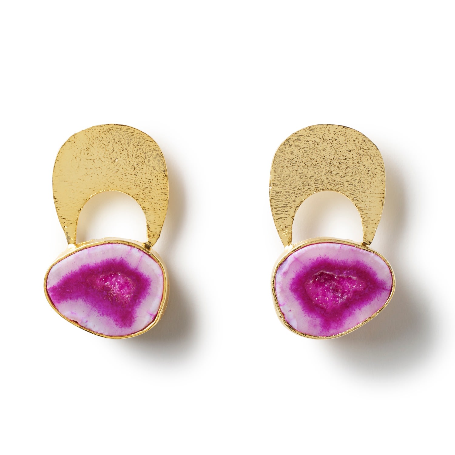 Women’s Gold / Pink / Purple Quietly Confident Fuchsia Agate Crystal Gold Earrings Yaa Yaa London
