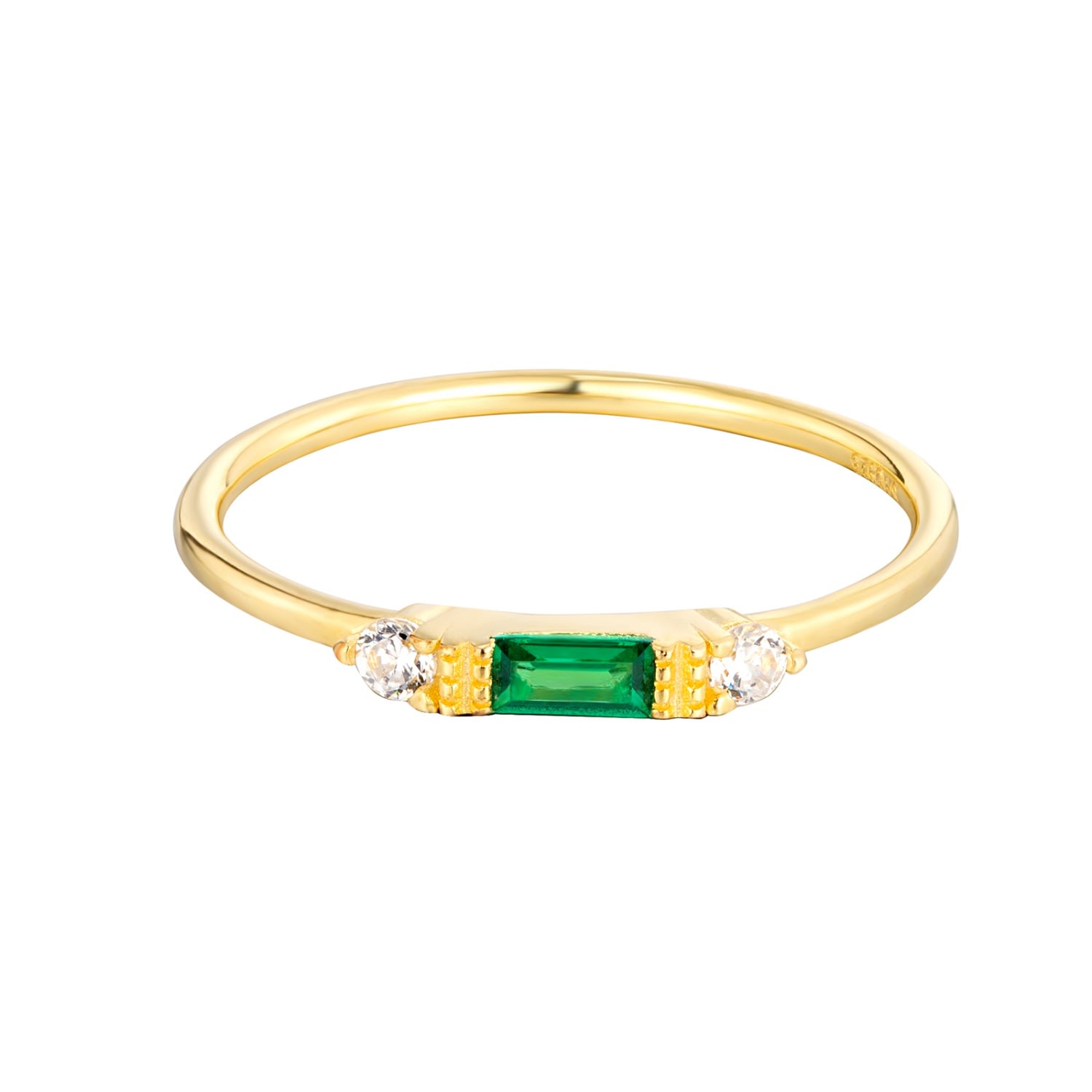 Women’s 22Ct Gold Vermeil Emerald Cz Baguette Ring Seol + Gold