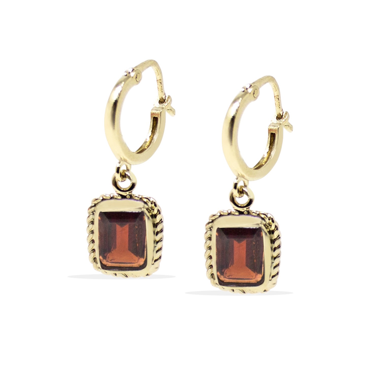 Women’s Red / Gold Luccichio Gold Vermeil Garnet Hoop Earrings Vintouch Italy