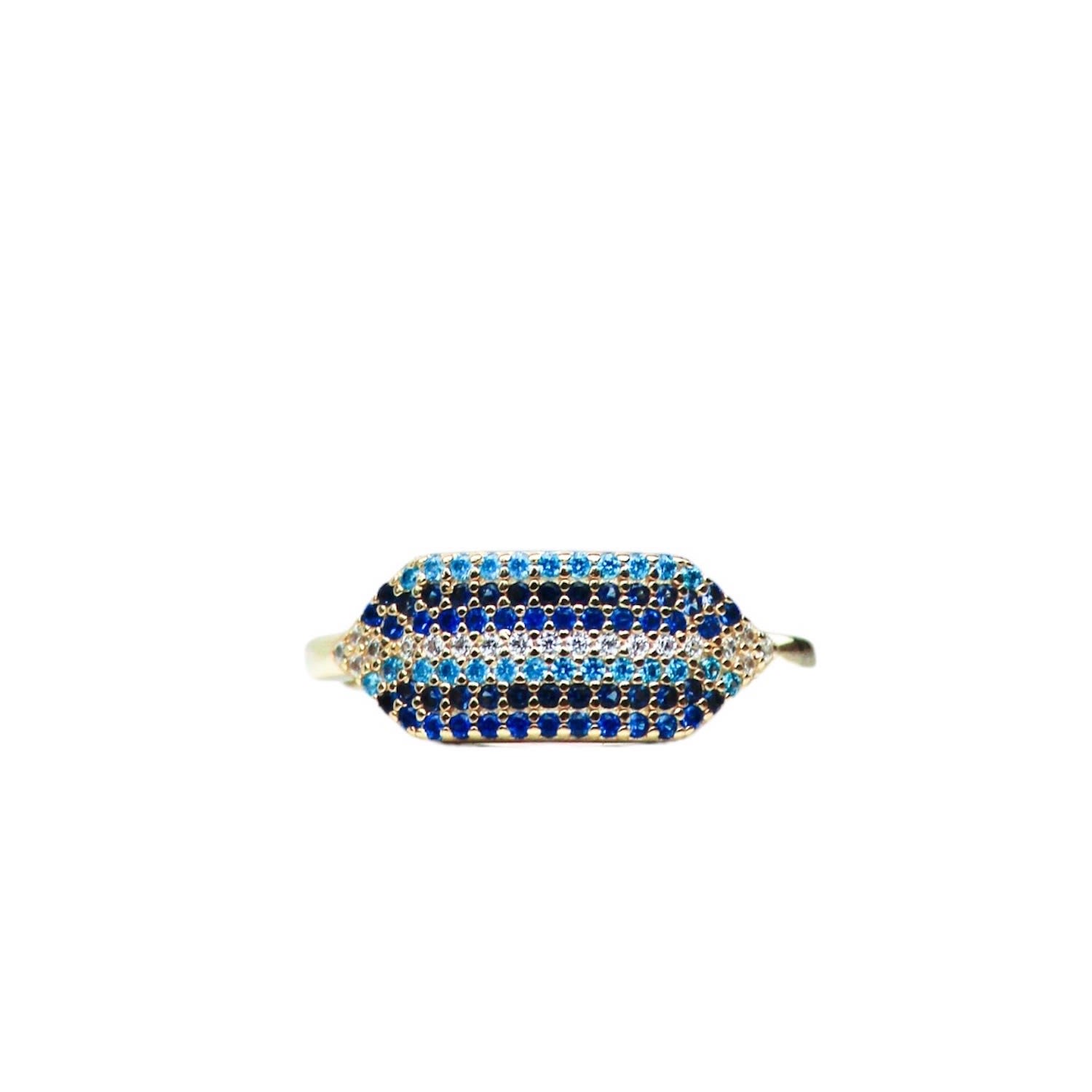 Women’s Zaza Stripe Ring- Blue Native Gem