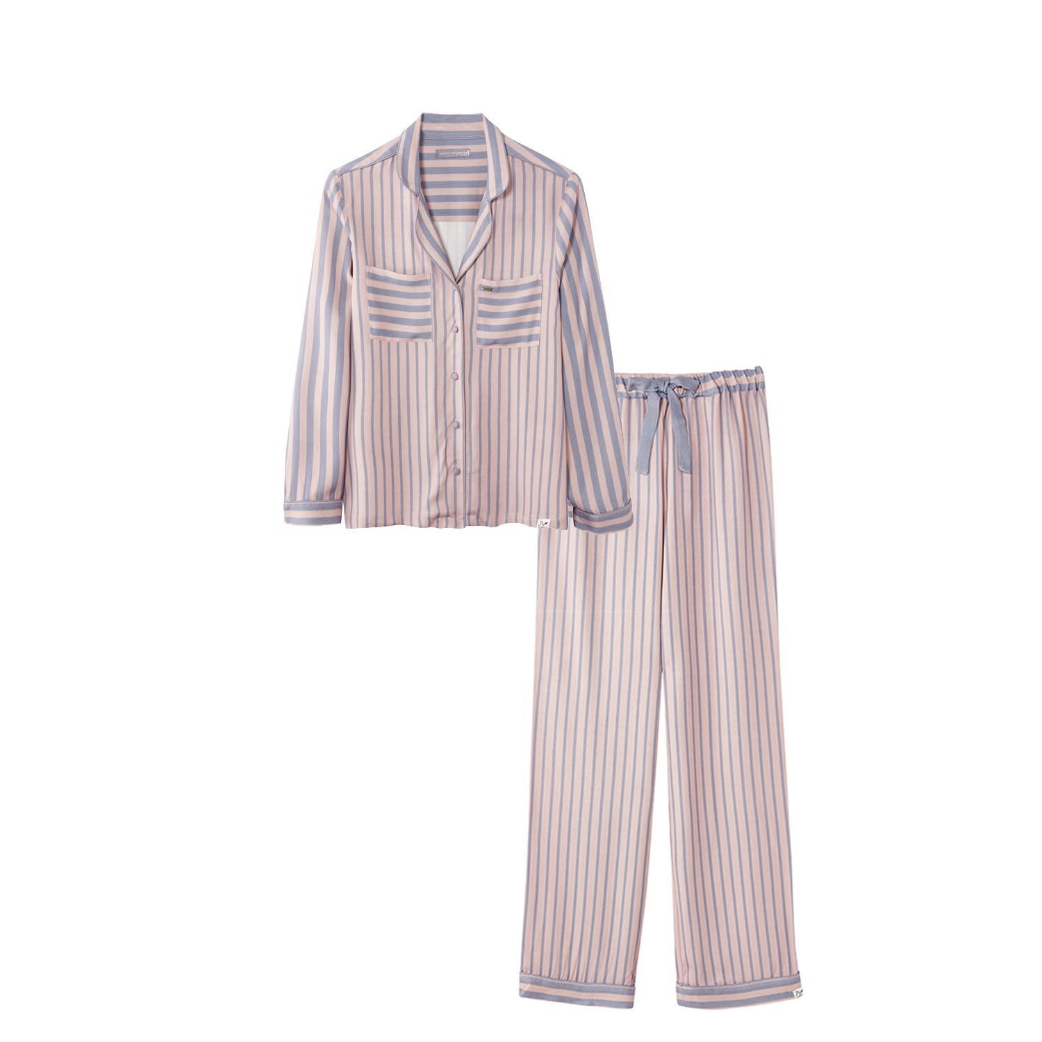 Women’s Pink / Purple Boyfriend Fit Striped Pyjama In Pink & Grey Large Pretty You