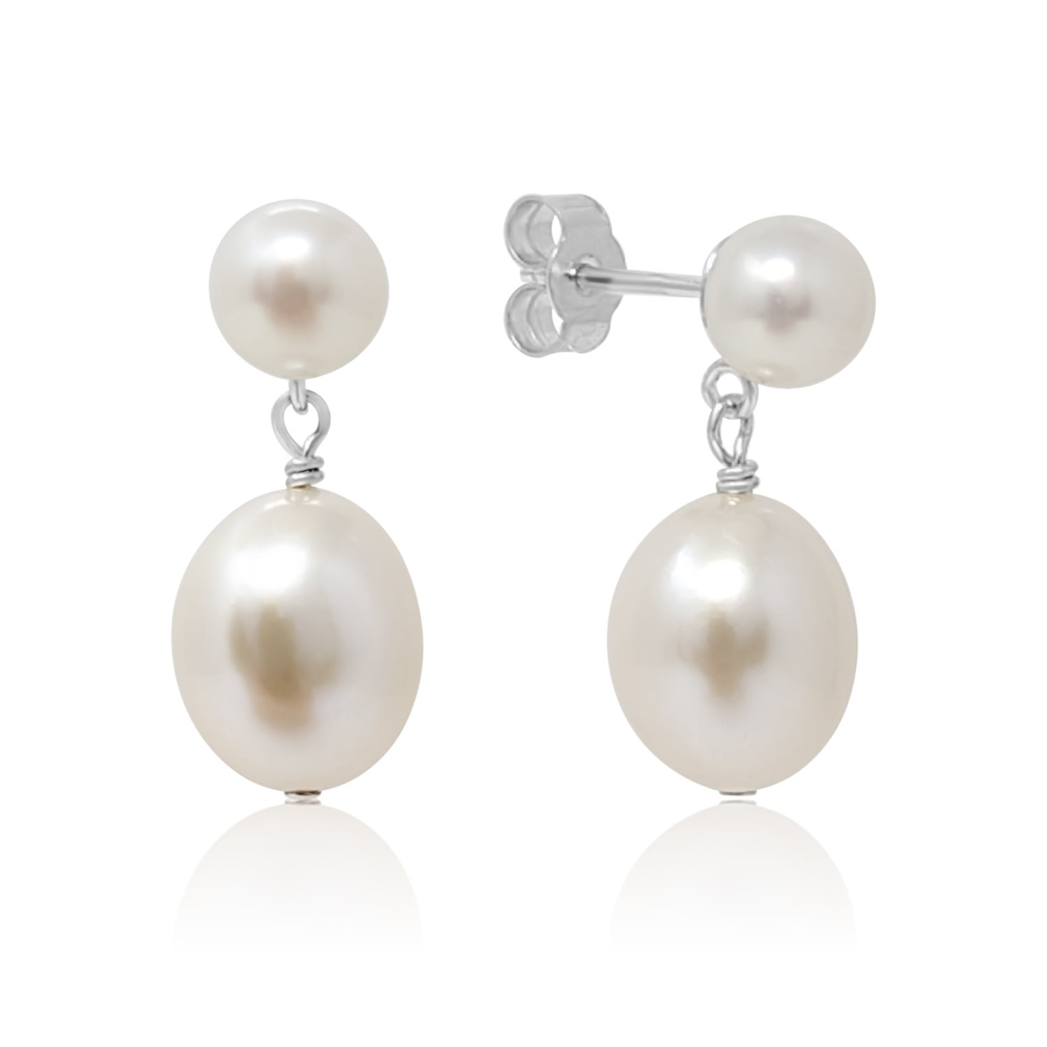 Women’s Eloise Pearl Stud Drop Sterling Silver Earrings Kiri & Belle