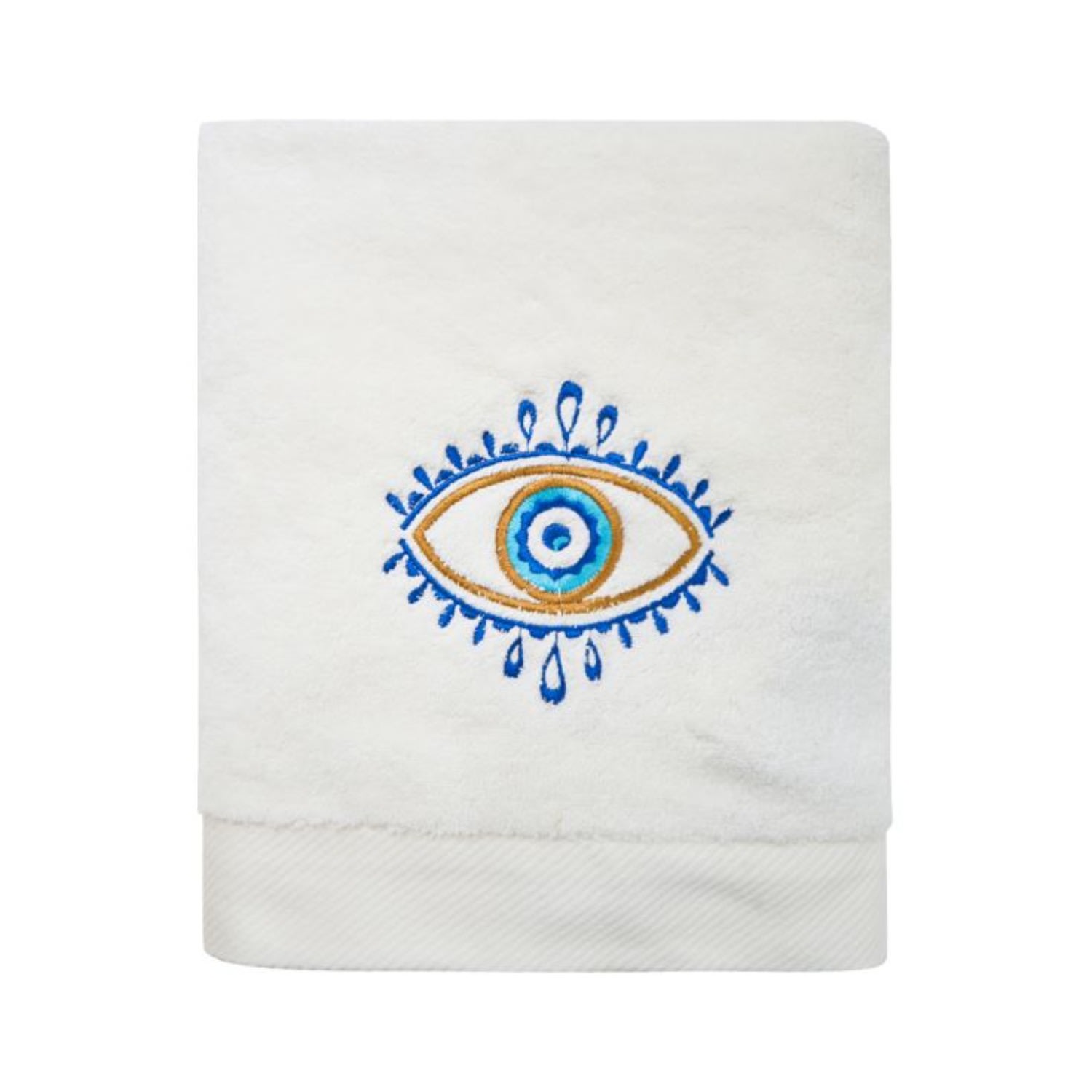 White Eye Embroidery Cotton Bath Towel One Size Km Home Collection