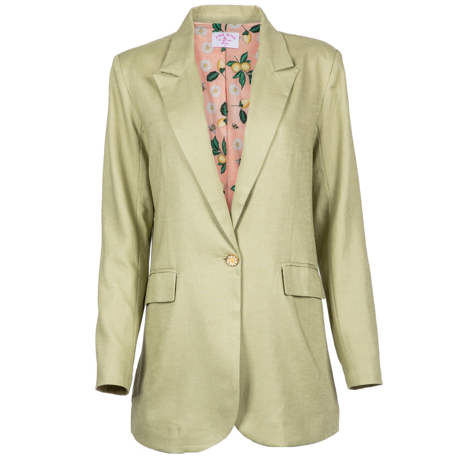 The Birds And The Bees - Women’s Sage Green Linen Blazer Suit Jacket Xxs Pwr Wmn