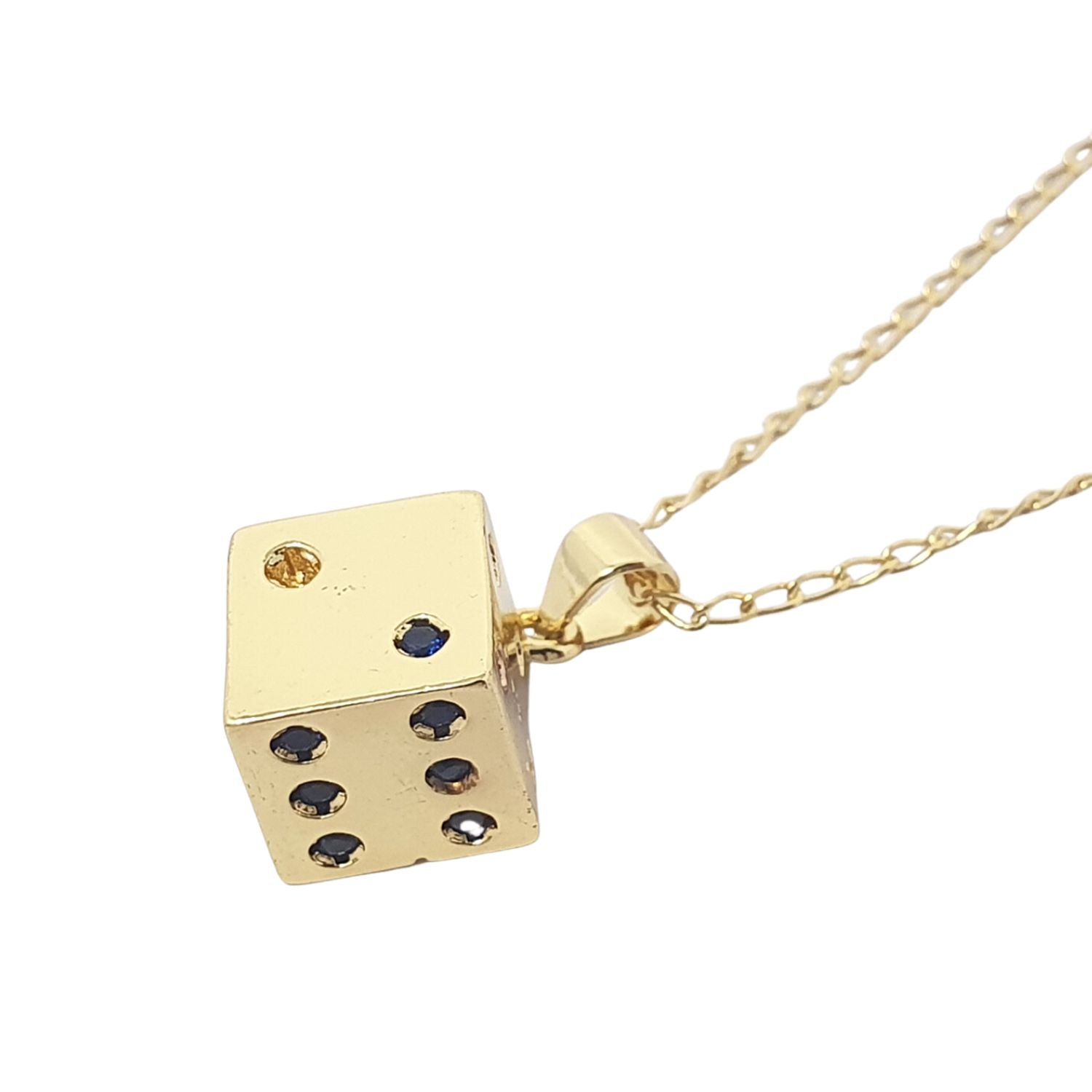 Women’s Gold / Blue / Red Lucky Dice Dainty Charm Gold Plated Necklace Harfi