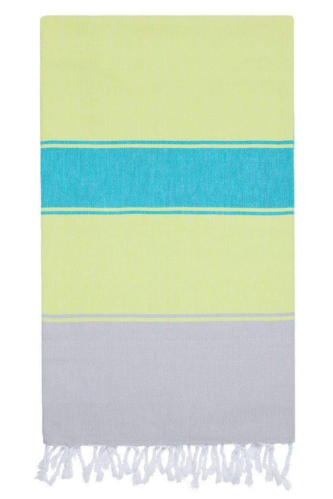 Green / Silver Talia Hammam Towel - Neon / Marine One Size Ailera