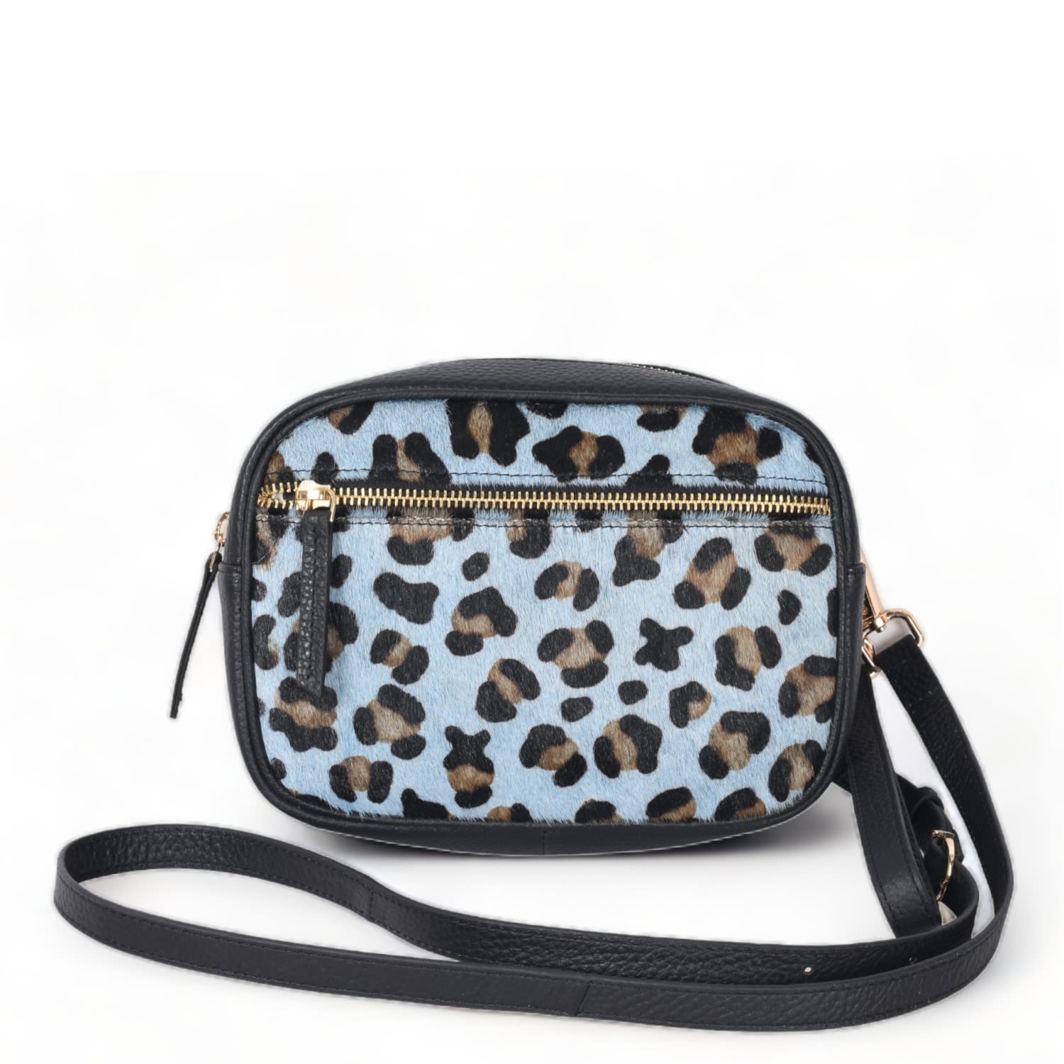 Women’s Blue Leopard Print Convertible Leather Cross Body Camera Bag Blyle One Size Brix+Bailey