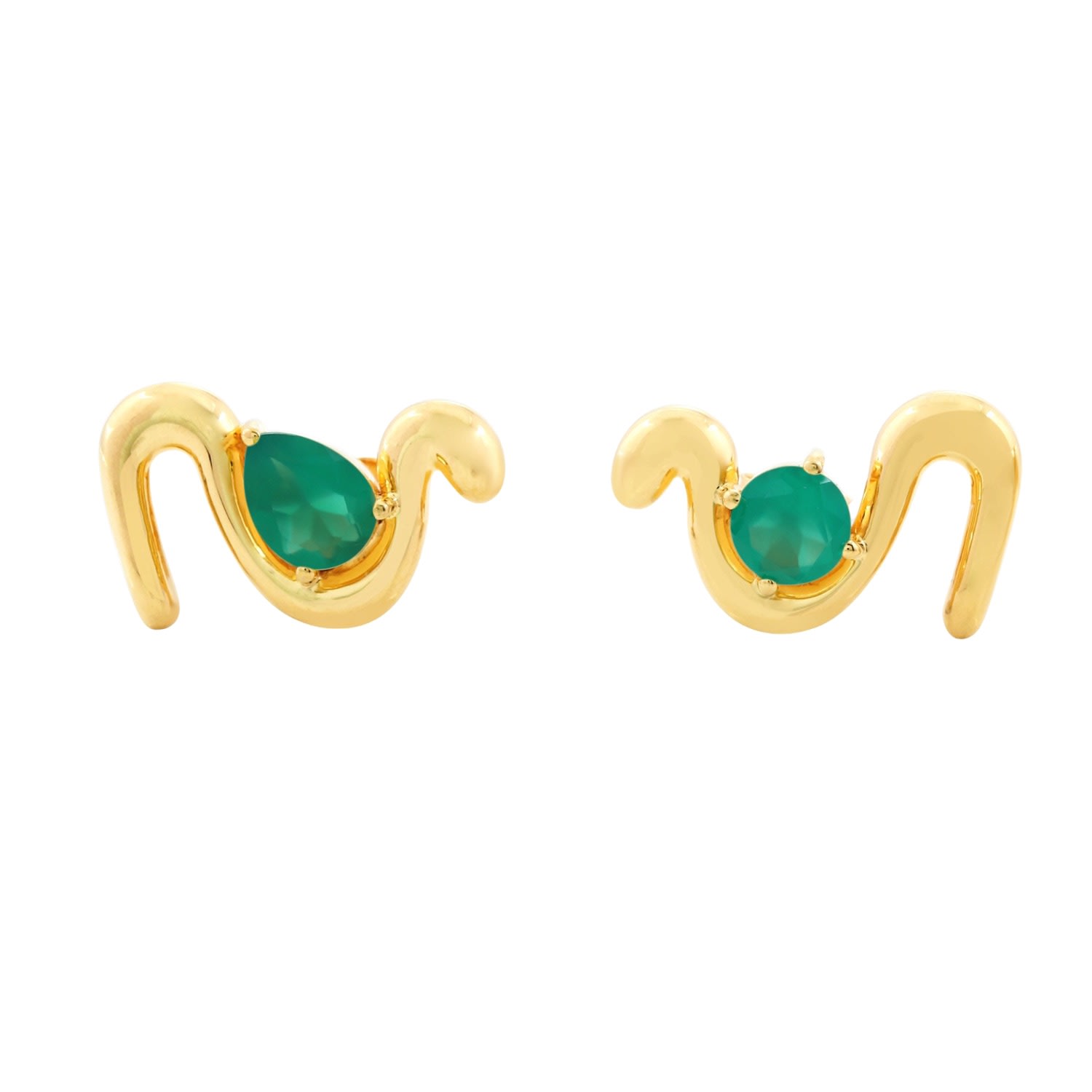 Women’s Gold / Green Emerald Statement Earrings Green Onyx, Recycled 18K Gold Vermeil La Cte Club