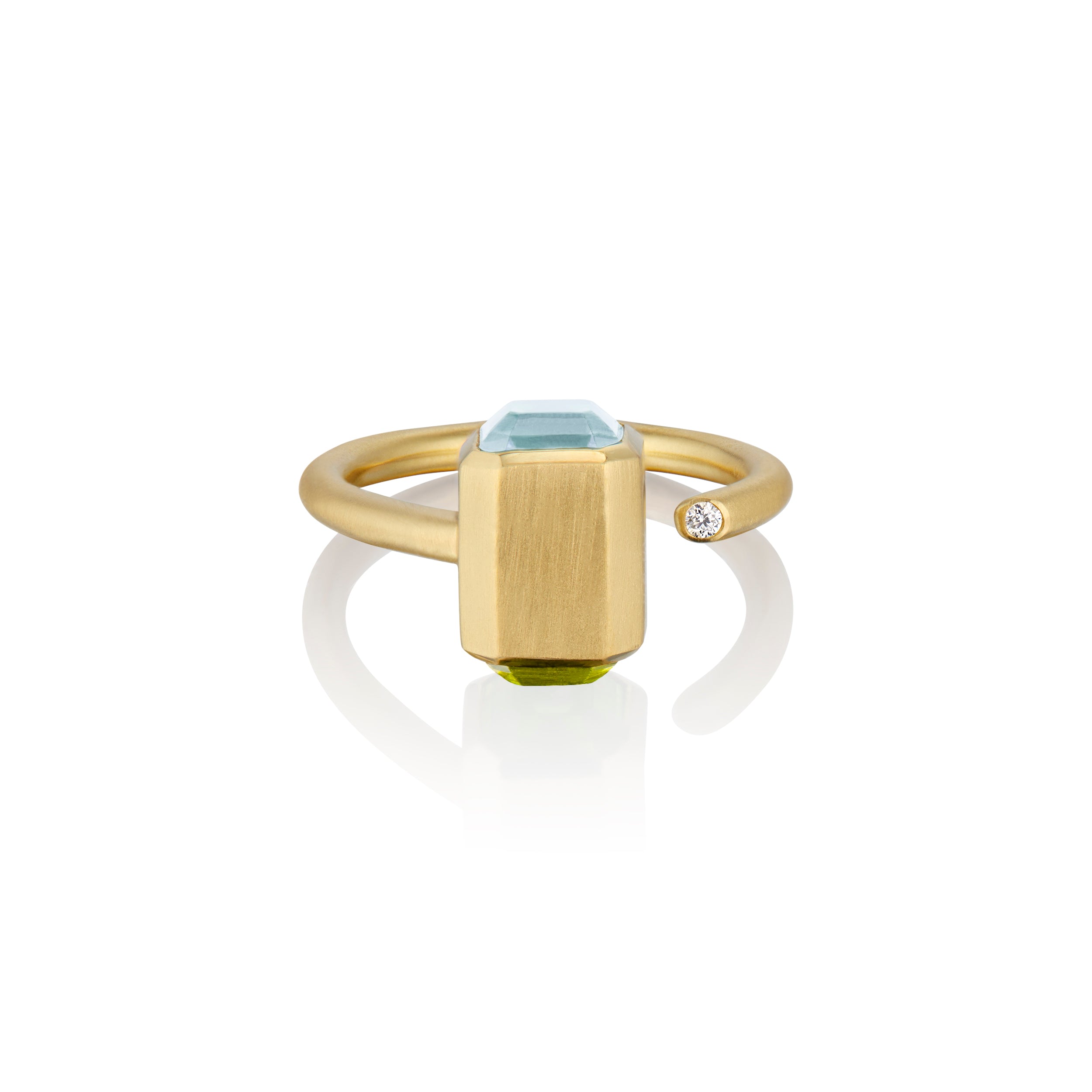 Women’s White / Gold / Green Thorvi Medium Hammer Ring Hannah Allene