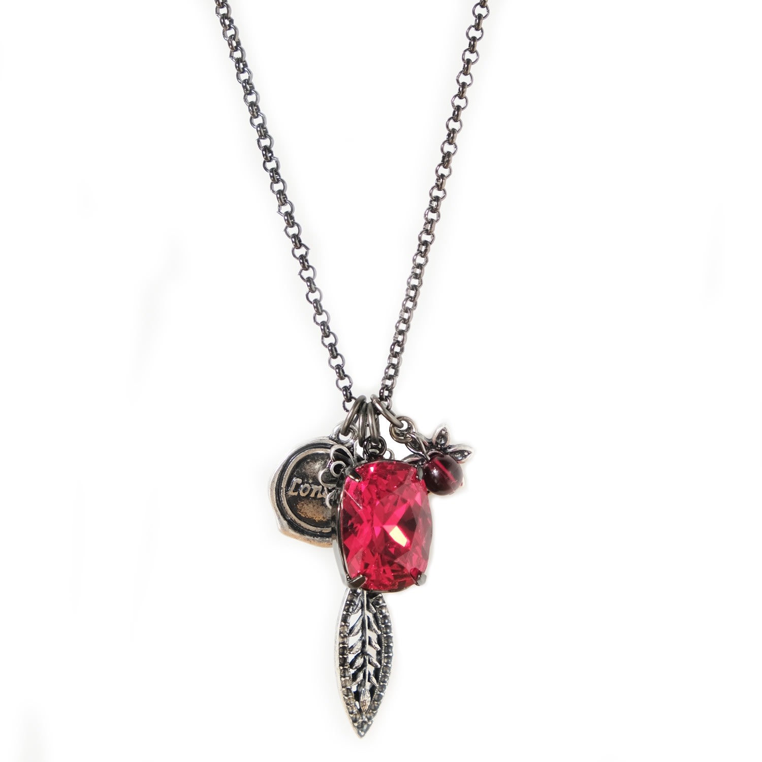 Women’s Grey / Red Another Story Necklace Gunmetal And Red Nadia Minkoff