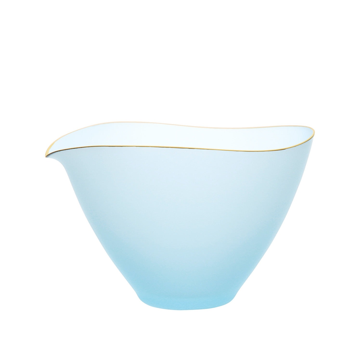 Saki Handcrafted Glass Sake Carafe/Bowl With Gold Rim - Blue 4.4" Sghr Sugahara