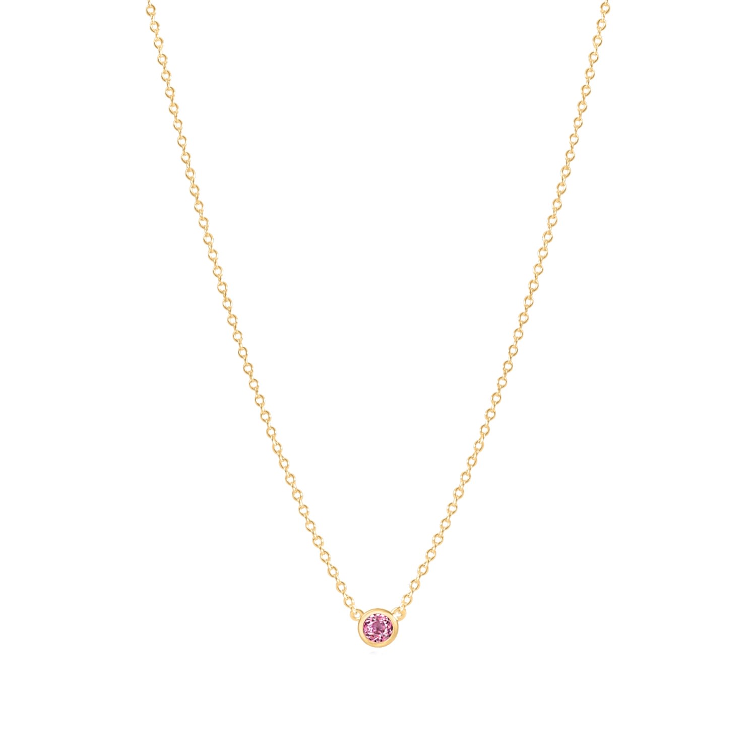 Women’s Pink Tourmaline October Birthstone Necklace Recycled 18K Gold Vermeil La Côte Club