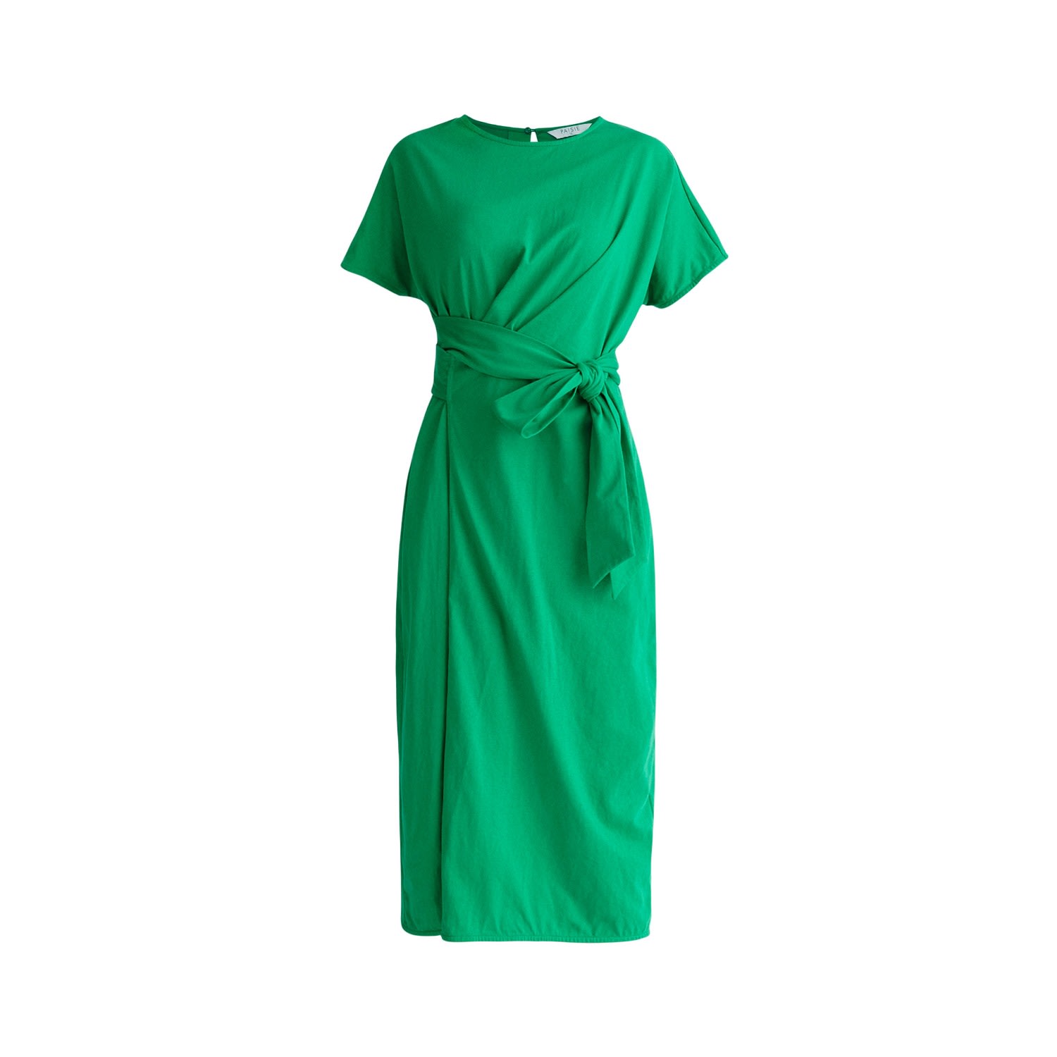 Women’s Short Sleeve Waist Tie Jersey Dress - Green Extra Small Paisie