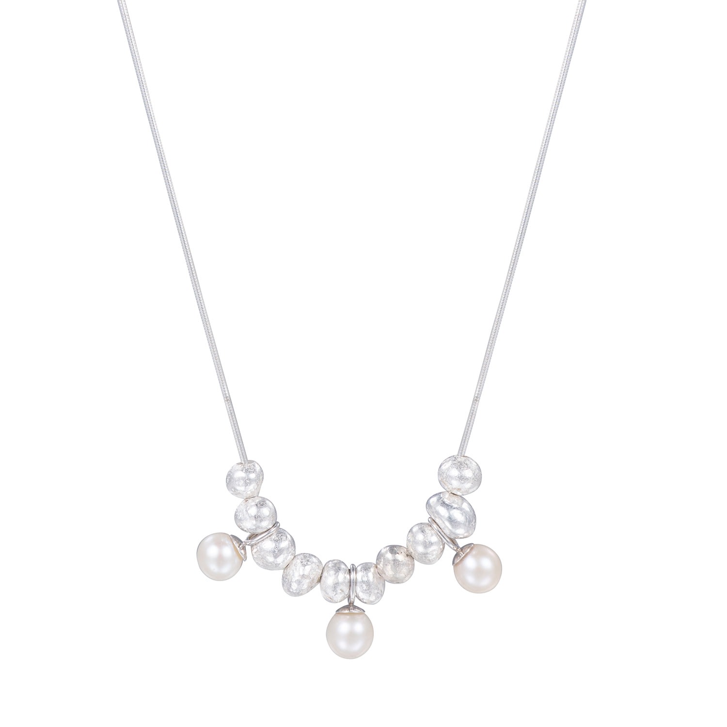 Women’s Silver / White Silver Pebble And Pearl Necklace Madeleine Holloway