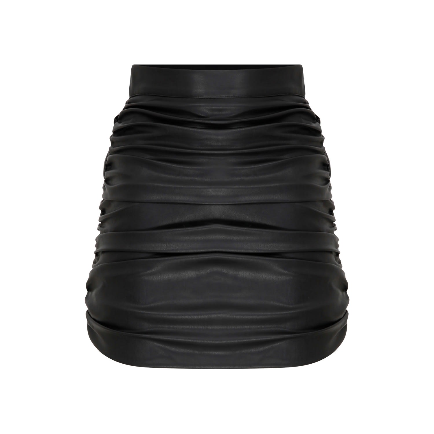 Women’s Black Chels Ruched Vegan Leather Mini Skirt Xxs Nazli Ceren