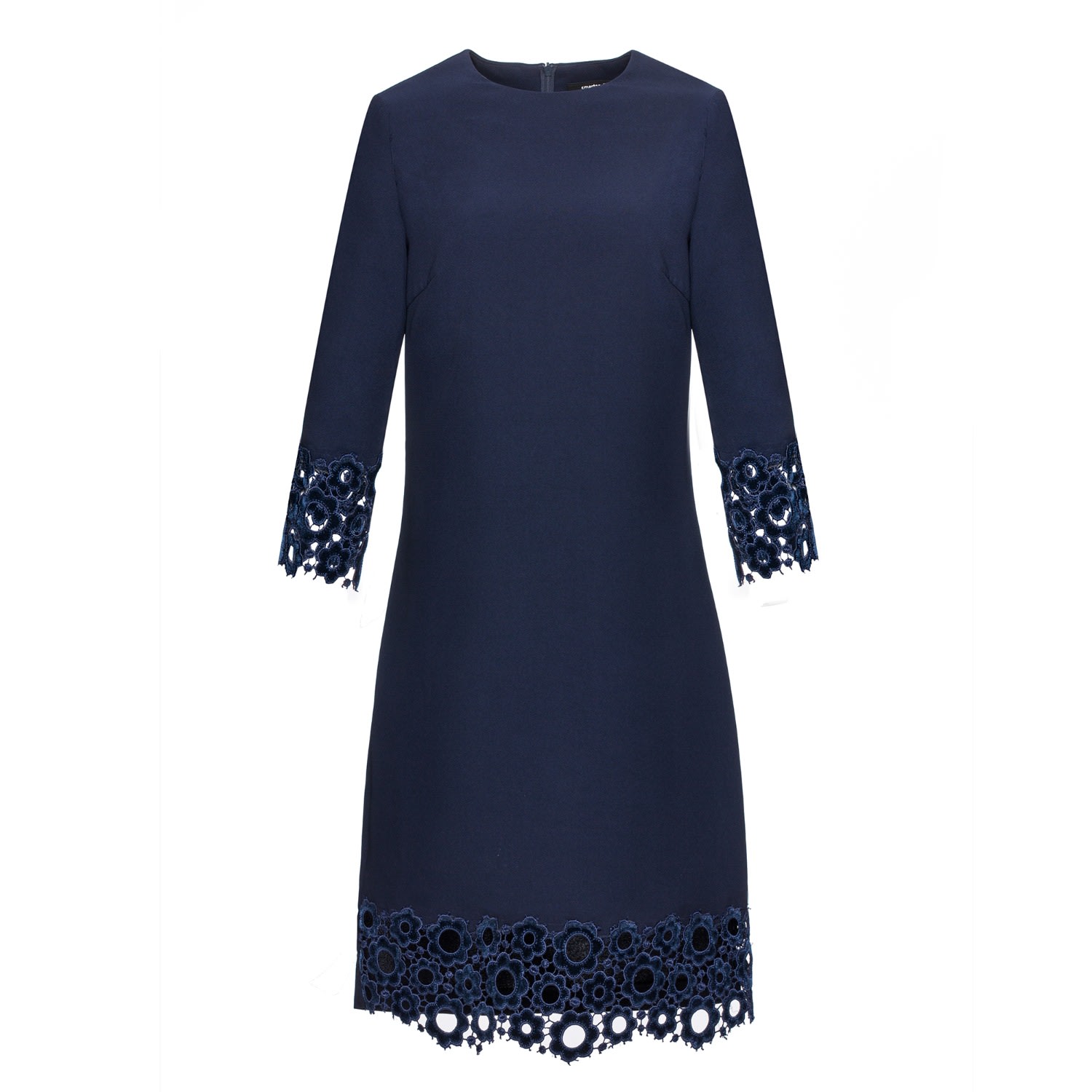 Women’s Blue Lace Trimmed Shift Dress Small Smart and Joy