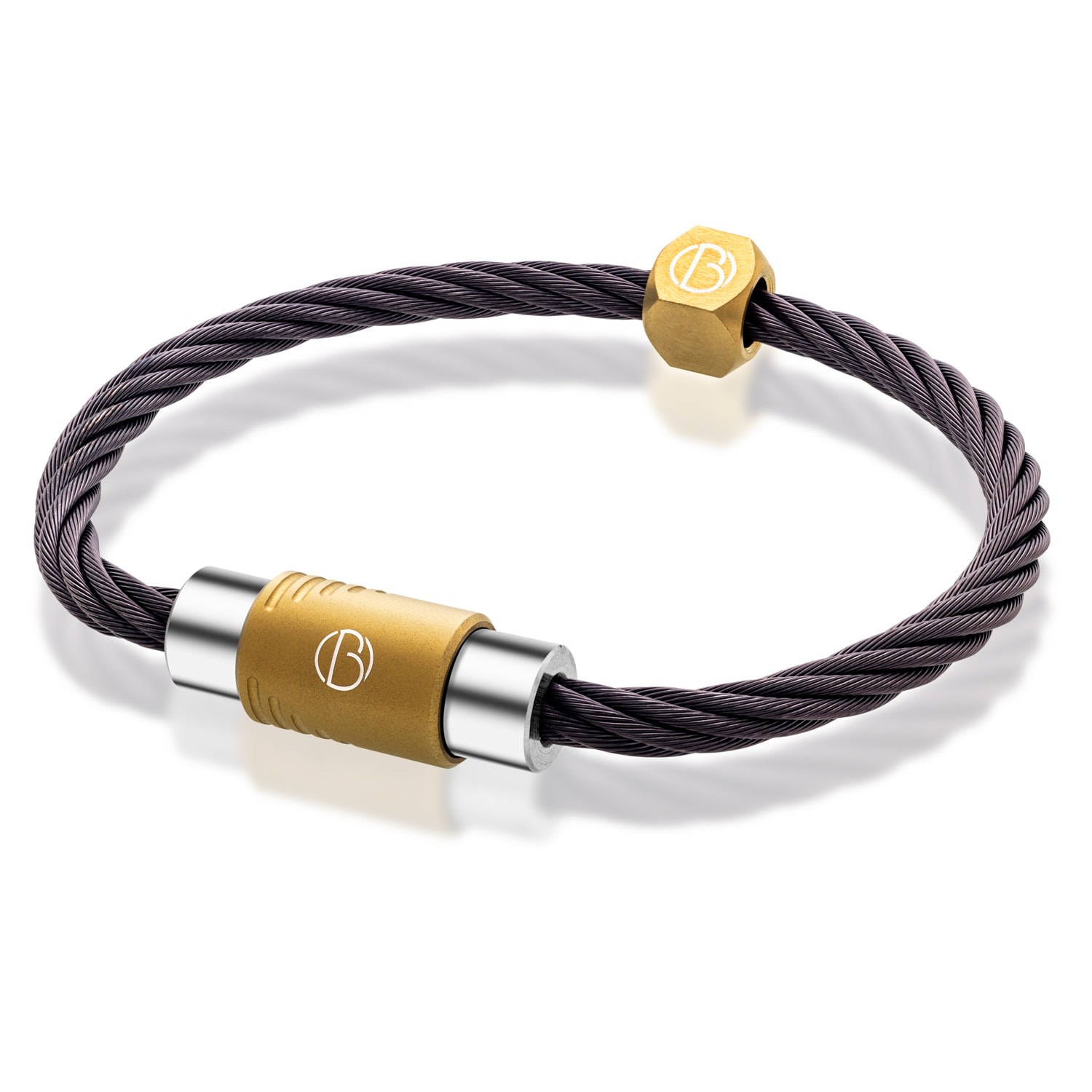 Men’s Gold / Black / Silver Cable Spark Bracelet Bailey of Sheffield