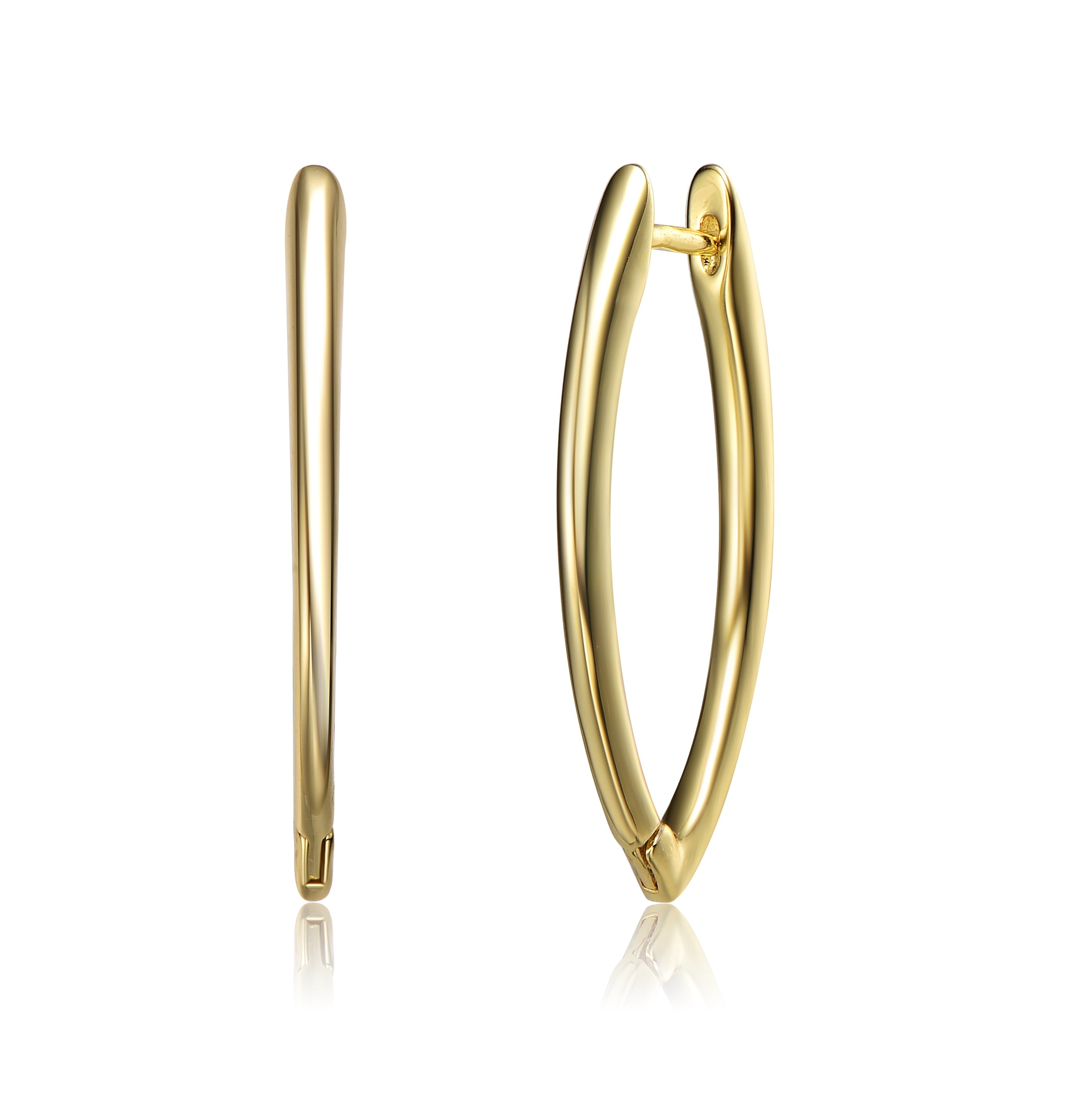 Women’s Yellow Gold Plated Shaped Hoop Earrings In Sterling Silver Genevive Jewelry