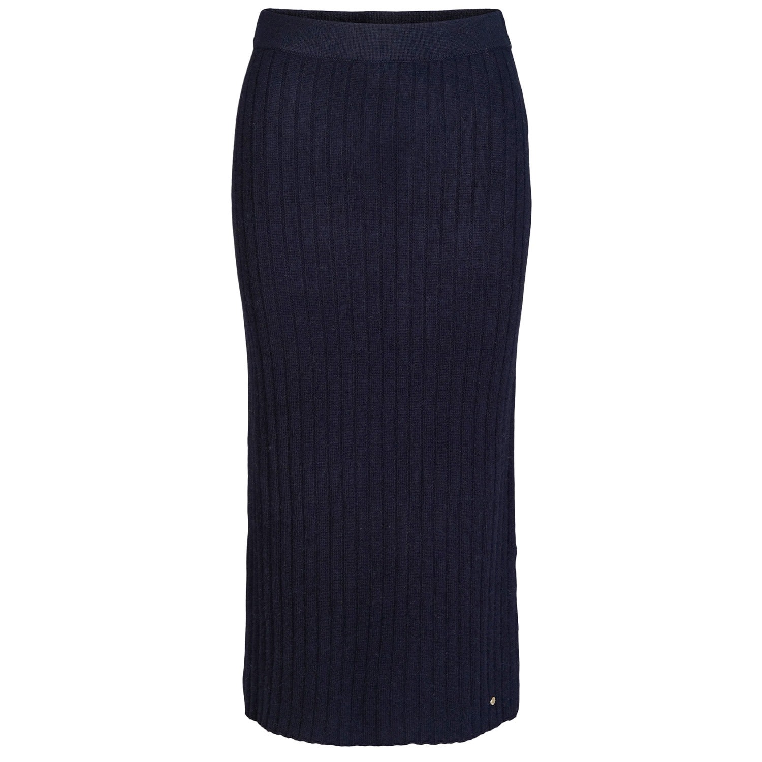 Women’s "Philippa" Rib Knitted Cashmere Ancle Long Skirt -Navy Blue Large Tirillm