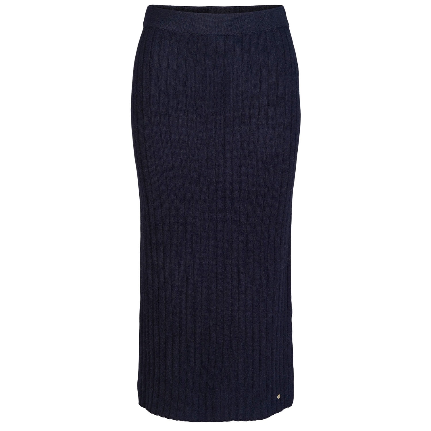 Women’s "Philippa" Rib Knitted Cashmere Ancle Long Skirt -Navy Blue Small Tirillm