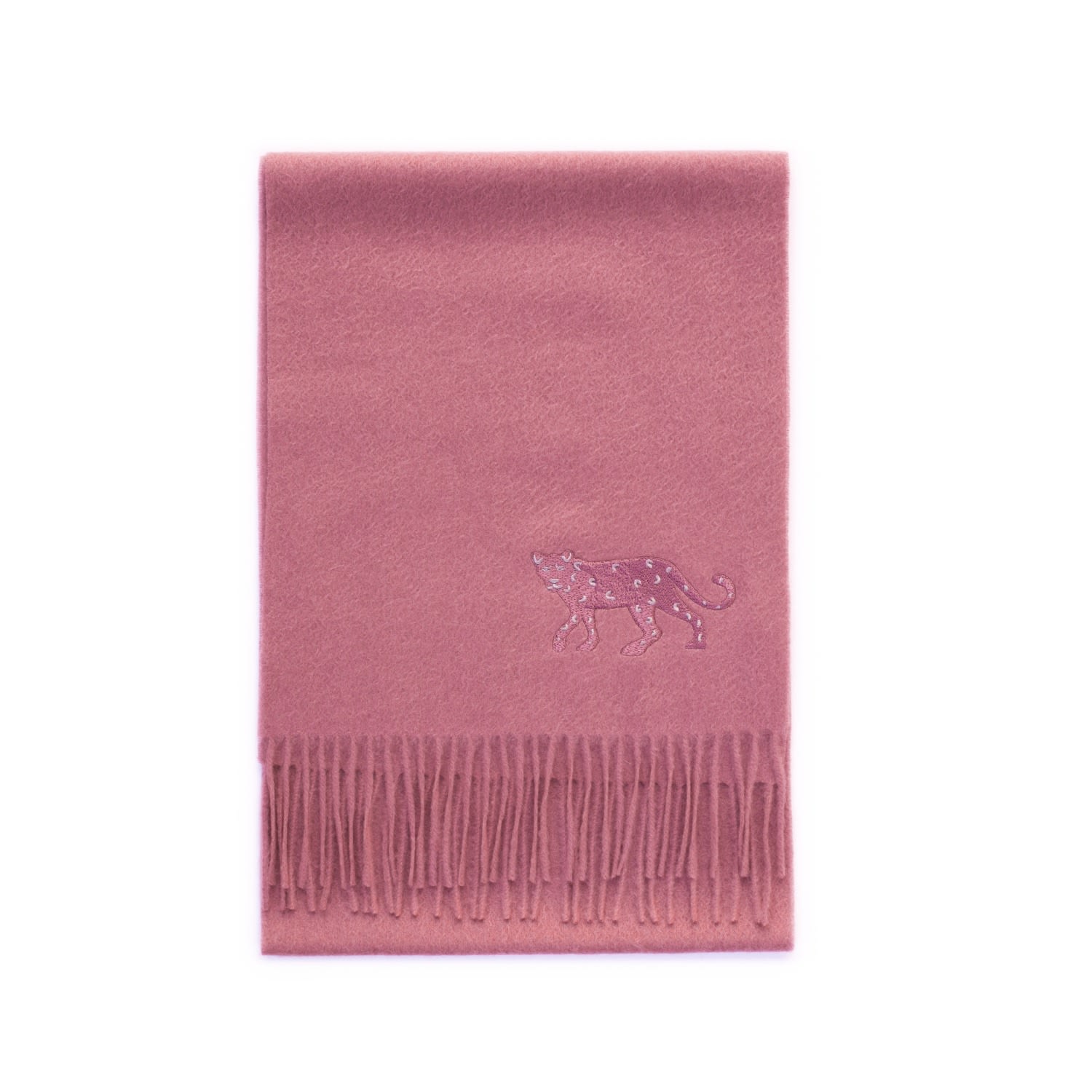 Women’s Pink / Purple Cashmere Scarf With Leopard Embroidery - Dark Pink Jessie Zhao New York