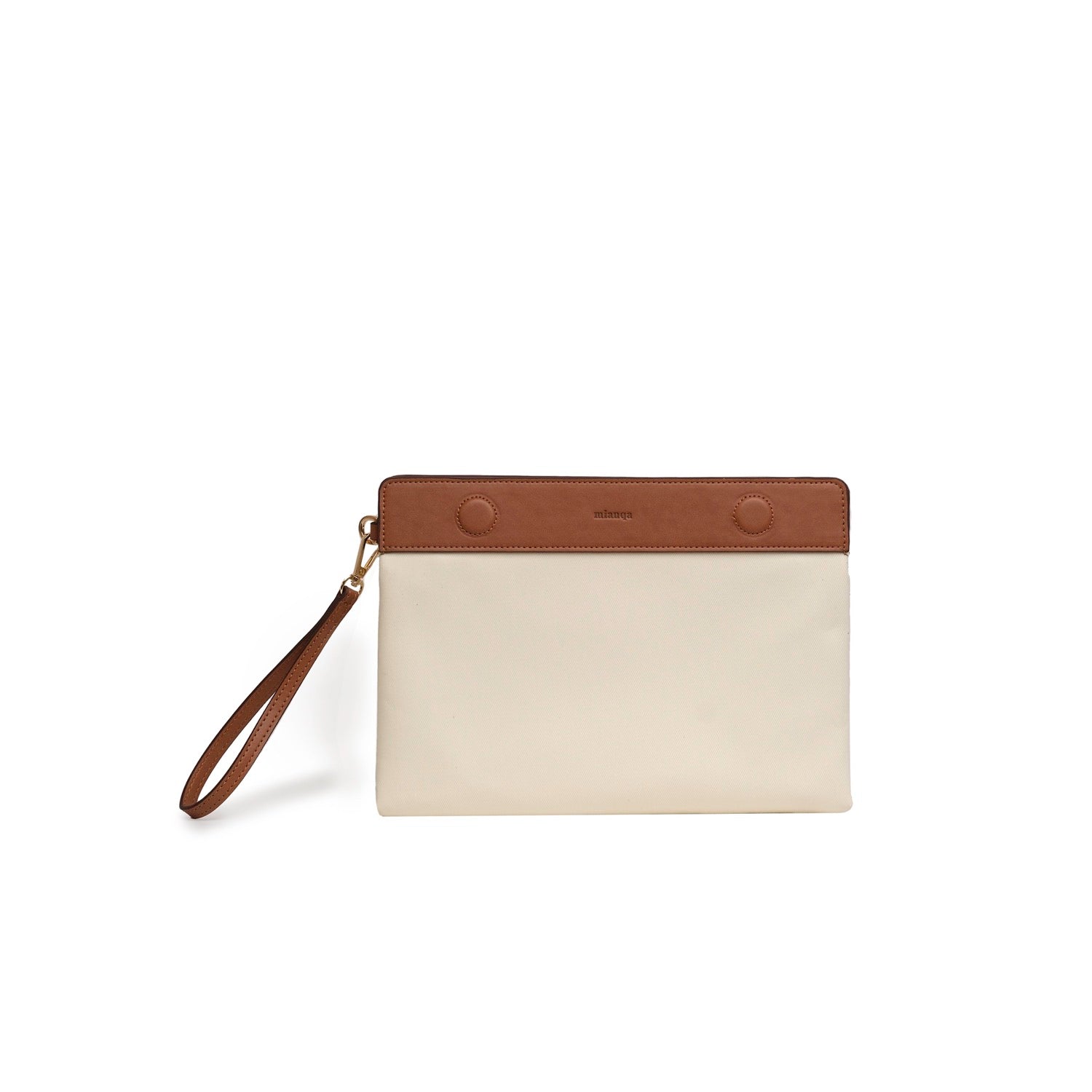 Women’s Vegan Apple Leather & Fabric Clutch White One Size Mianqa