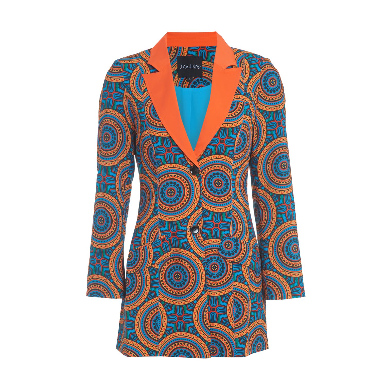 Women’s Blue / Yellow / Orange Fiesta Tuxedo Jacket Large Kahindo