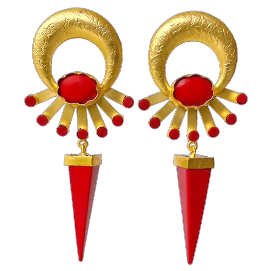 Women’s Red Peacock Rouge Earrings Pink Piglet Collection