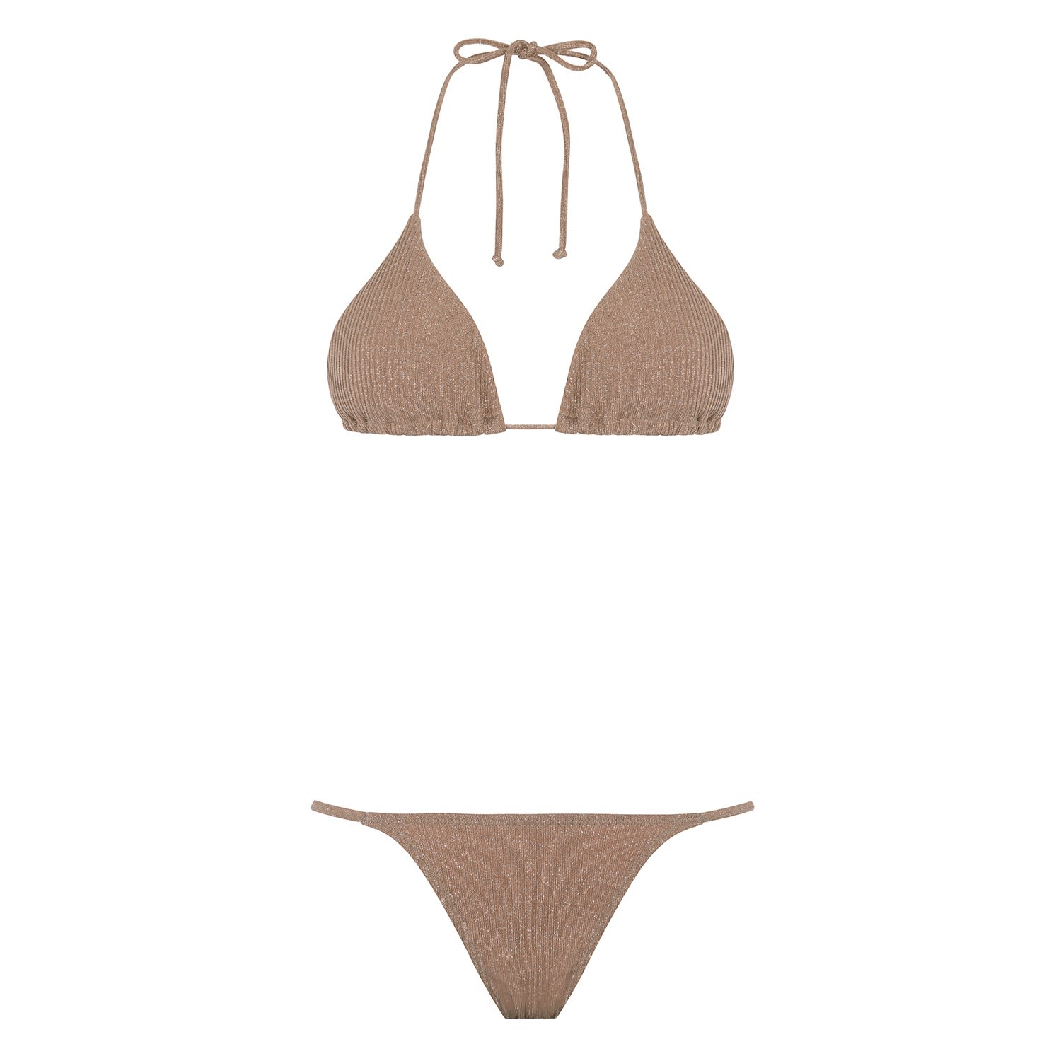 Women’s Rose Gold Triangle Bikini Champagne Blush Large Aguaclara