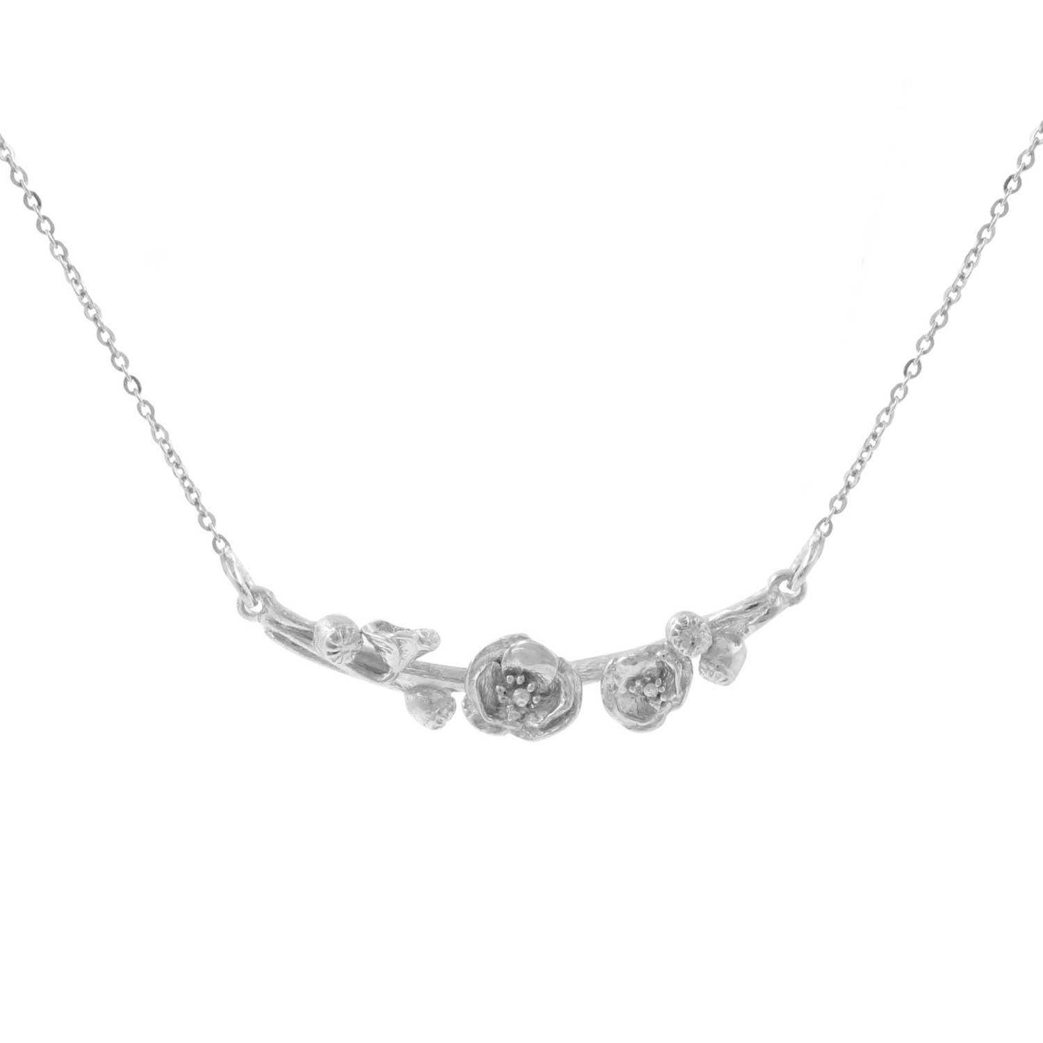 Women’s Poppy & Poppy Seedpod Necklace - Silver Lee Renee