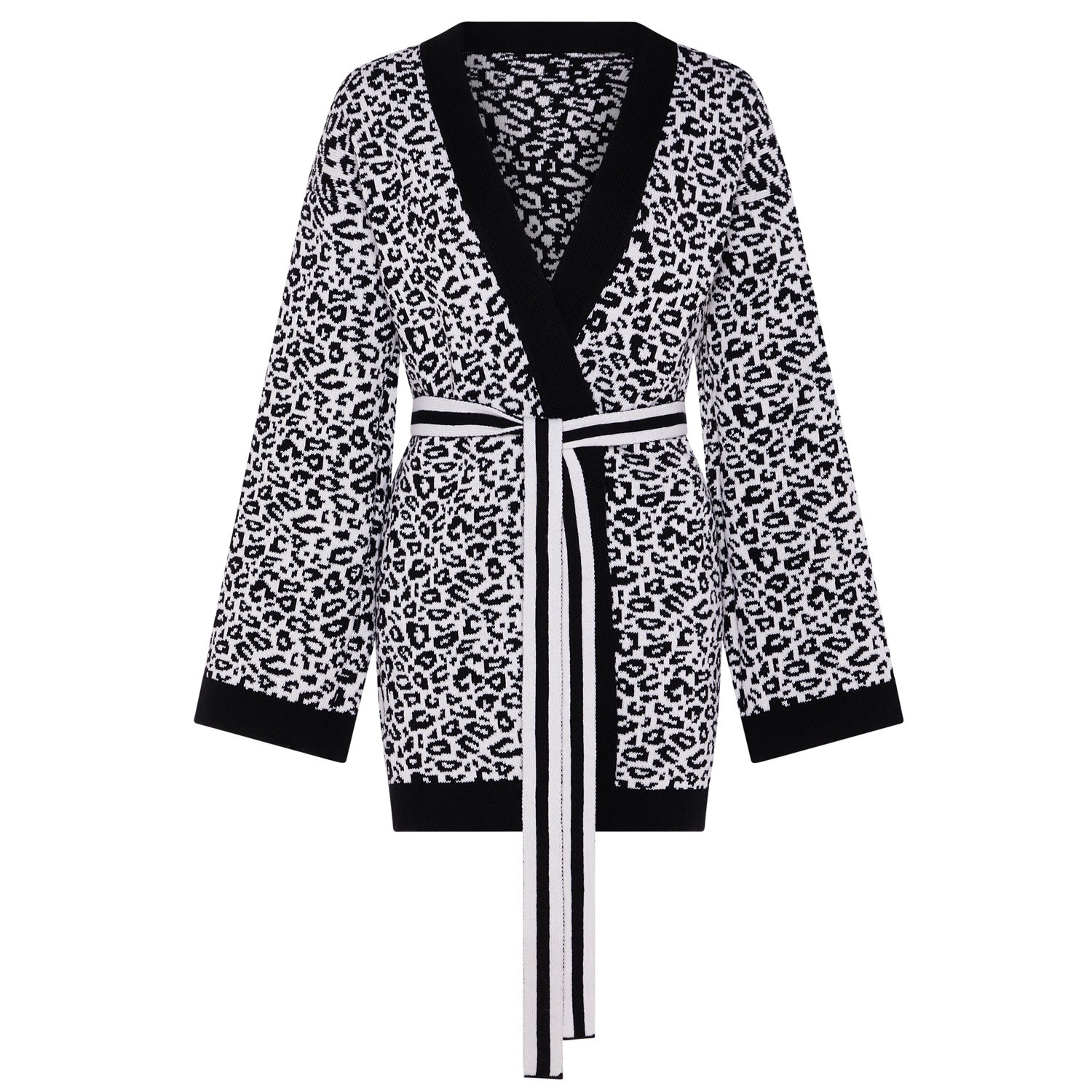 Women’s Black / White Leopard Knitted Wool & Cashmere Kimono Black & White Small Ingmarson